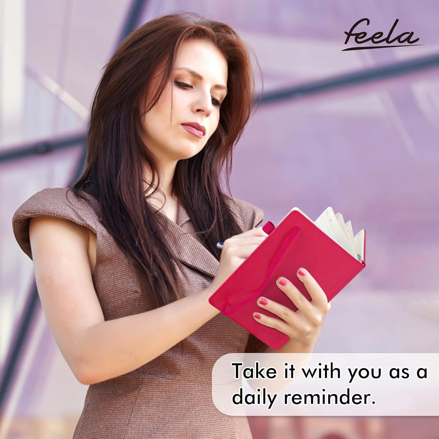 feela 12 Pack Notebooks Journals Bulk, Hardcover Notebook Classic Ruled Lined Journals with Pen Holder for Women Girls School Business Supplies, with 12 Black Pens, 120 GSM, 5.1”x8.3”, A5, Berry