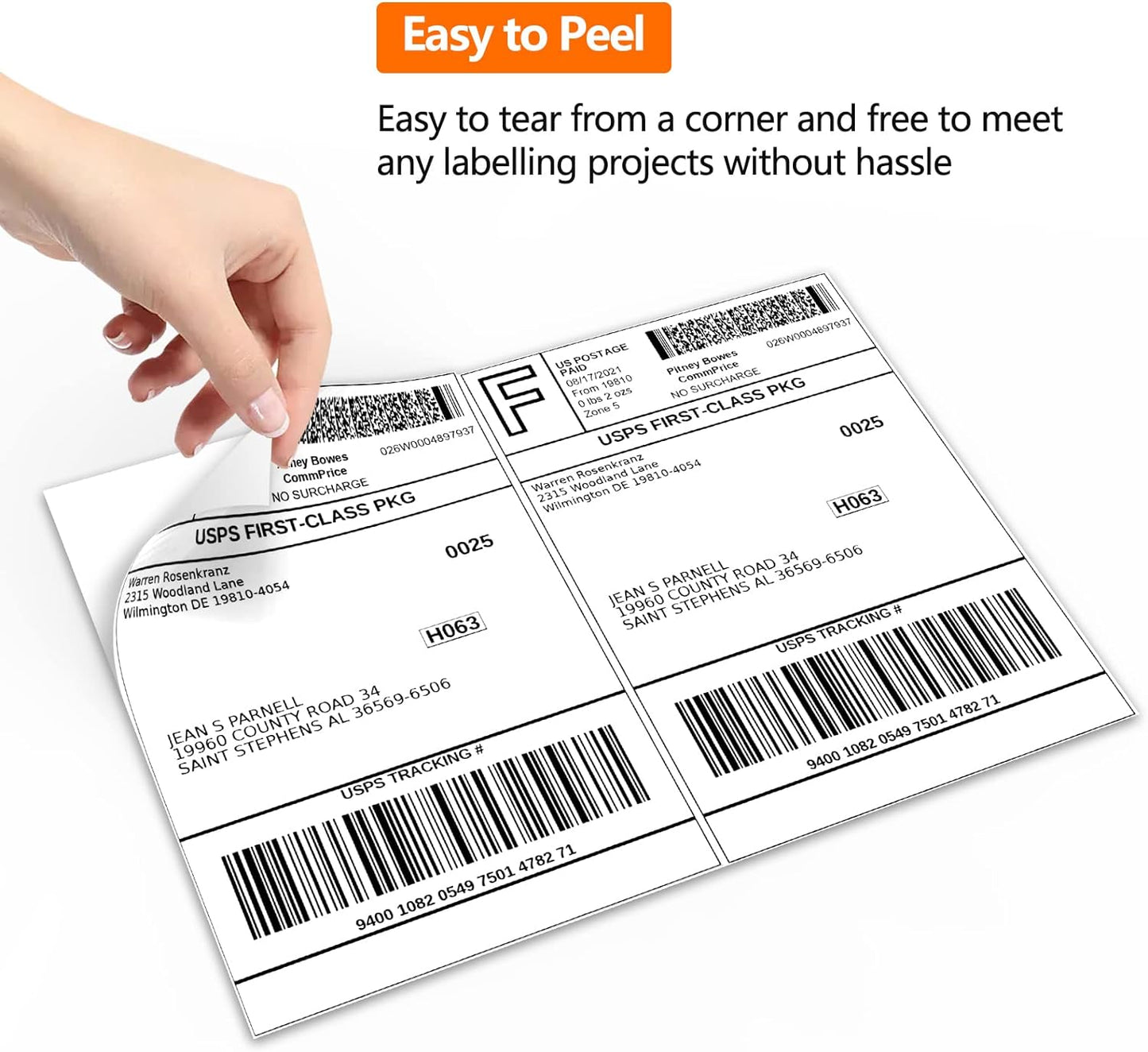 1000 Half Sheet Self Adhesive Shipping Labels, 8.5" x 5.5" Address Labels for Laser & Inkjet Printers(1000 labels-500 Sheet)