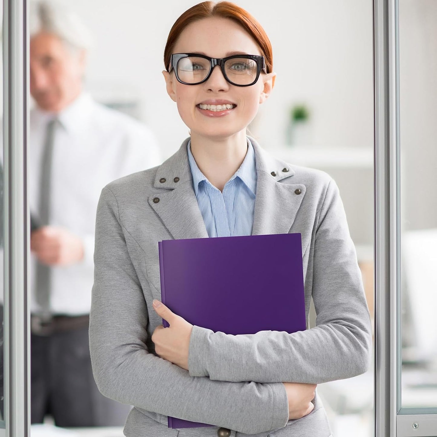 60-Pack Plastic Folders with Pockets and Prongs,2-Pocket Folders with 3 Fasteners, Poly Folders Holds 8-1/2" x 11" Paper for School/Office/Home, Purple