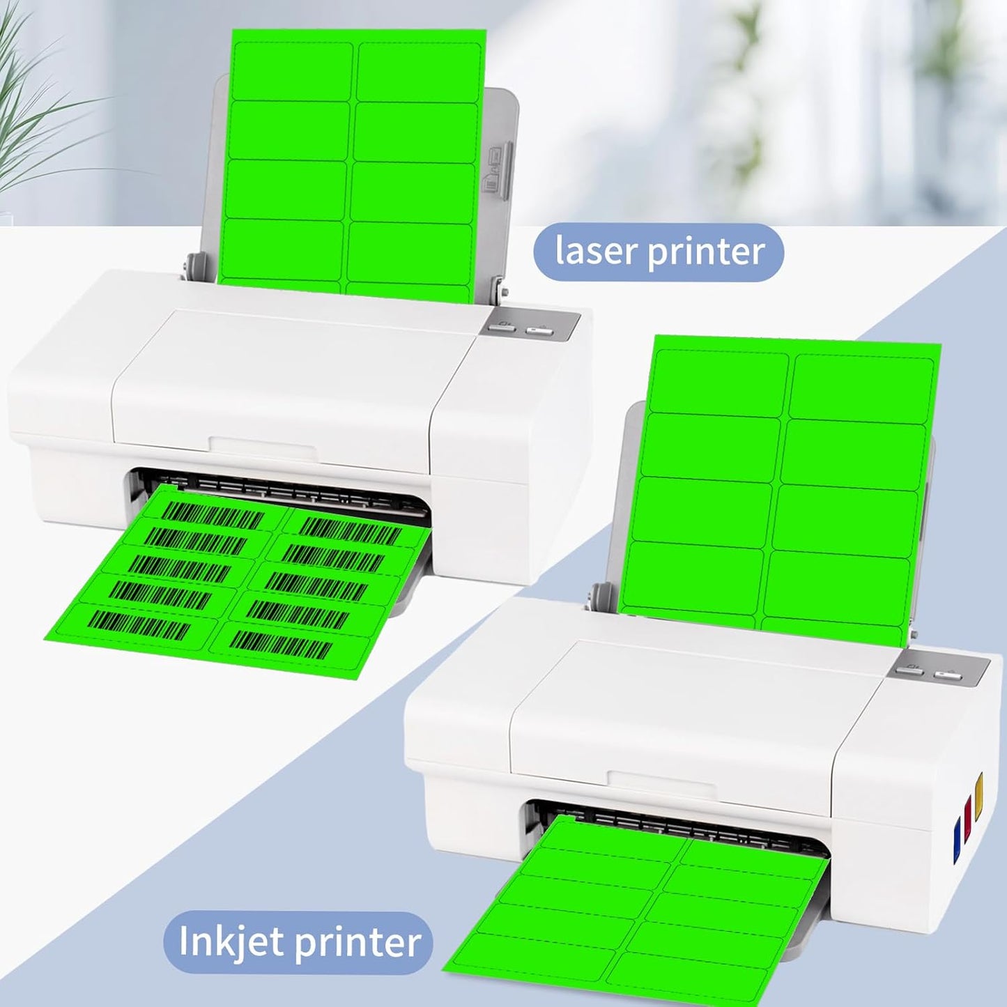 Shipping Labels Stickers, 2"×4" Printable Mailing Label for Laser/Inkjet Printing- Matte, Permanent Adhesive Labels Stickers (Fluorescent Green)