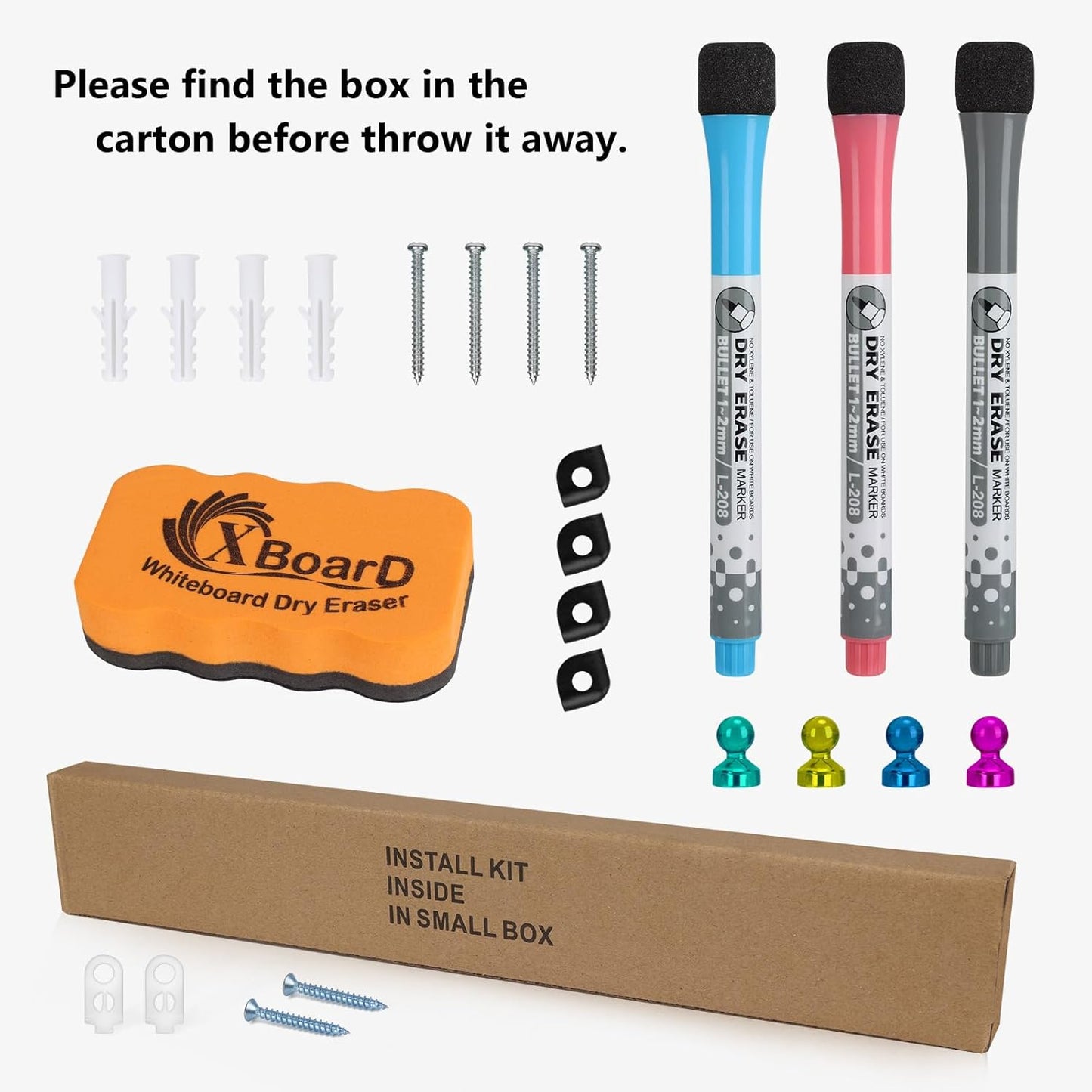 XBoard Magnetic Dry Erase Board/Whiteboard, 36 X 24 Inches, Double Sided White Board,1 Dry Eraser & 3 Dry Erase Markers & 4 Push Pin Magnets