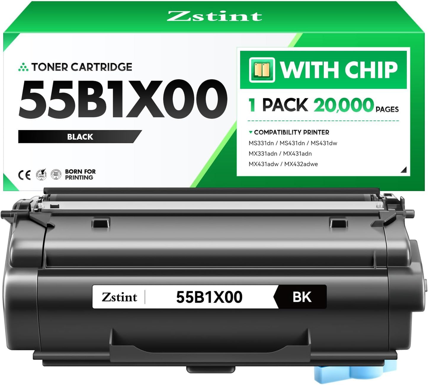 55B1X00 Black Extra High Yield Toner Cartridge Replacement for Lexmark 55B1X00 Toner Compatible for Lexmark MS331 MS431 MX331 MX431 MS431dn MS331dn MS431dw MX331adn MX431adn MX431adw MX432adwe Printer