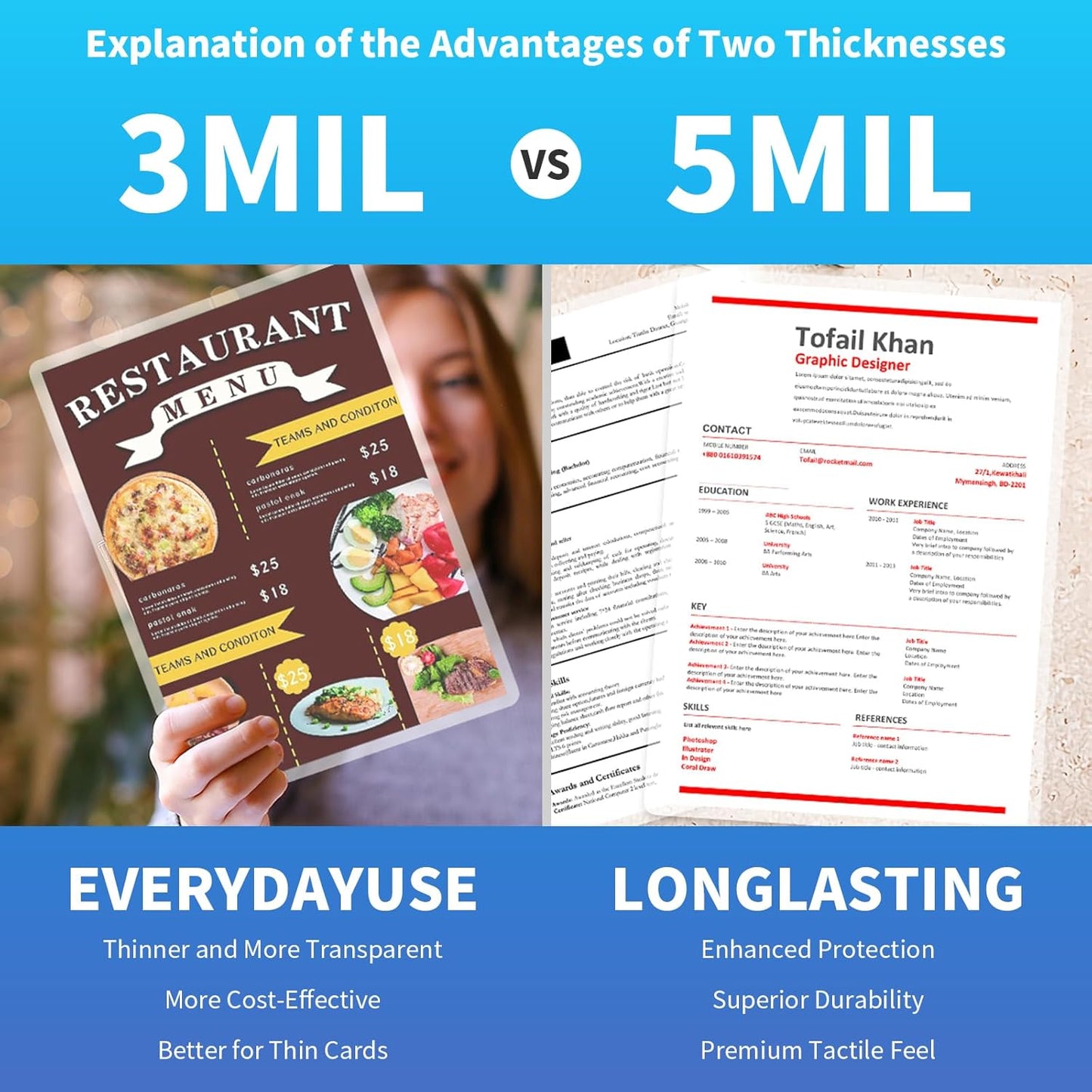 Clear Thermal Laminating Pouches – 9 x 11.5 Inch, 5 mil Thick (500 Pack) – Professional-Grade Lamination Sheets for Documents, Photos & Crafts – Fits 8.5 x 11 Letter Size Paper - [5mil 500 Packs]