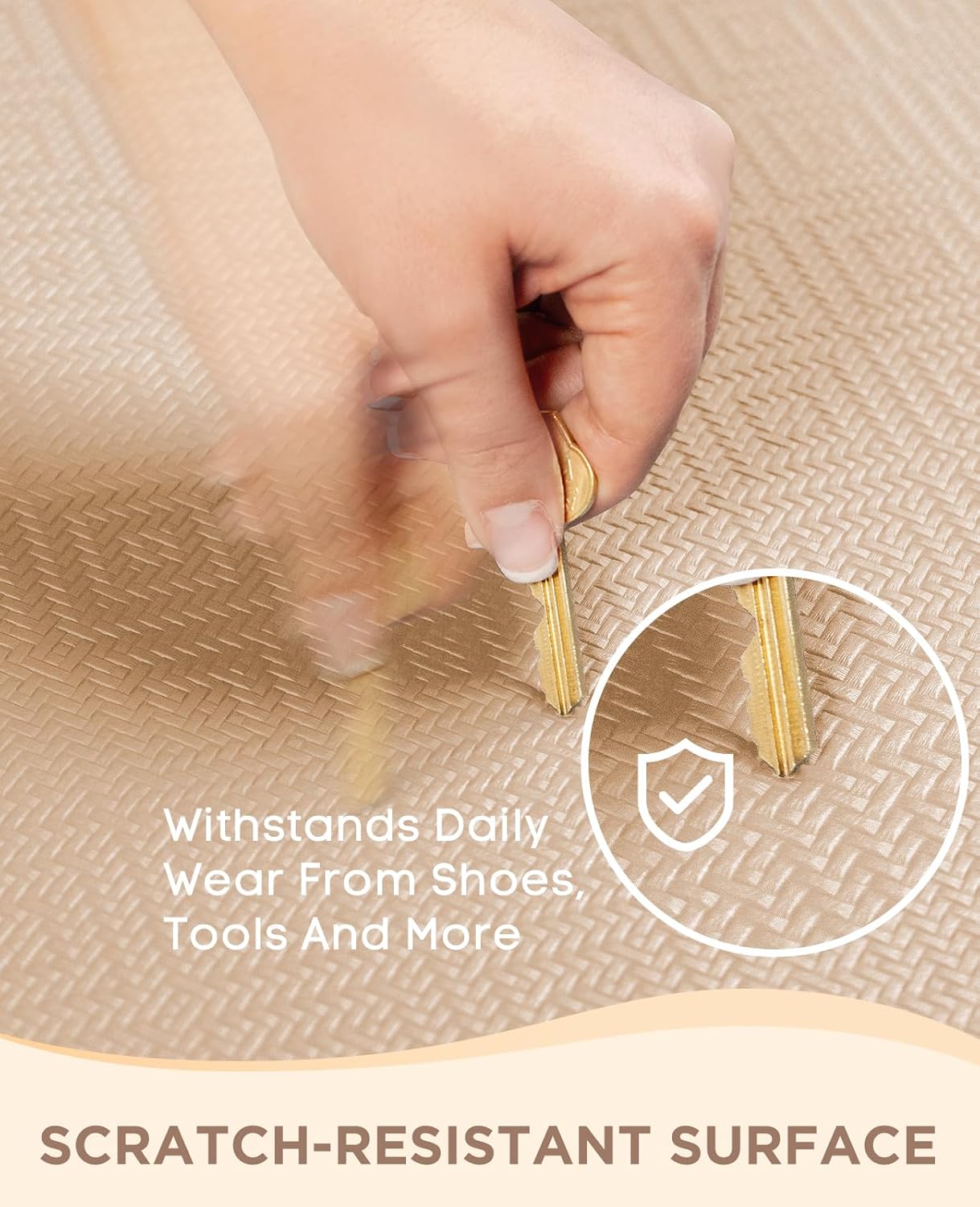 Ophanie Kitchen Mats for Floor, 3/4 Inch Thick Kitchen Rugs, Anti Fatigue Standing Cushioned Mat, Waterproof,Comfort Ergonomic Mat for Office, Home, Sink, 20''x39'' Beige Non-Slip Bottom