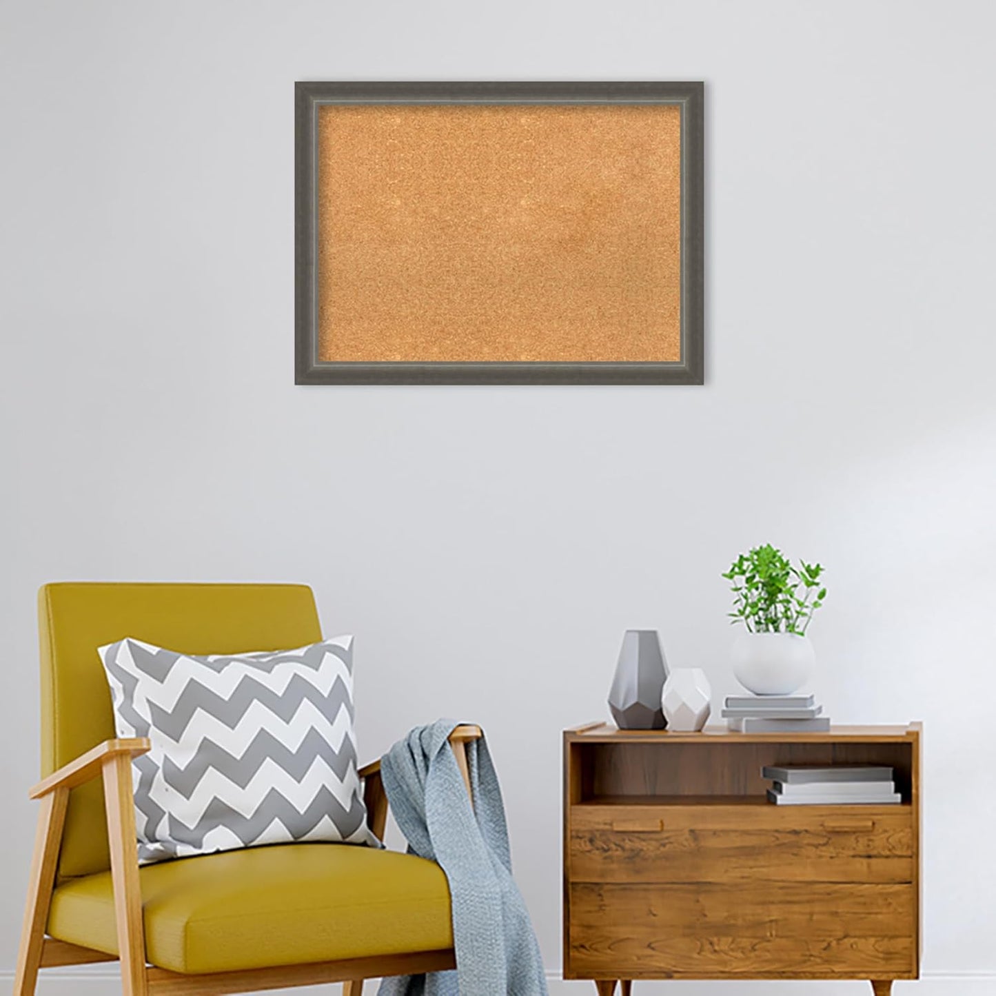 Amanti Art Natural Cork Board for Wall, 23x31 Vision Board with Silver Wood Frame, Medium Corkboard Office Decor for Home Organization, Casual Corkboard Pinboard to Display Items for Home