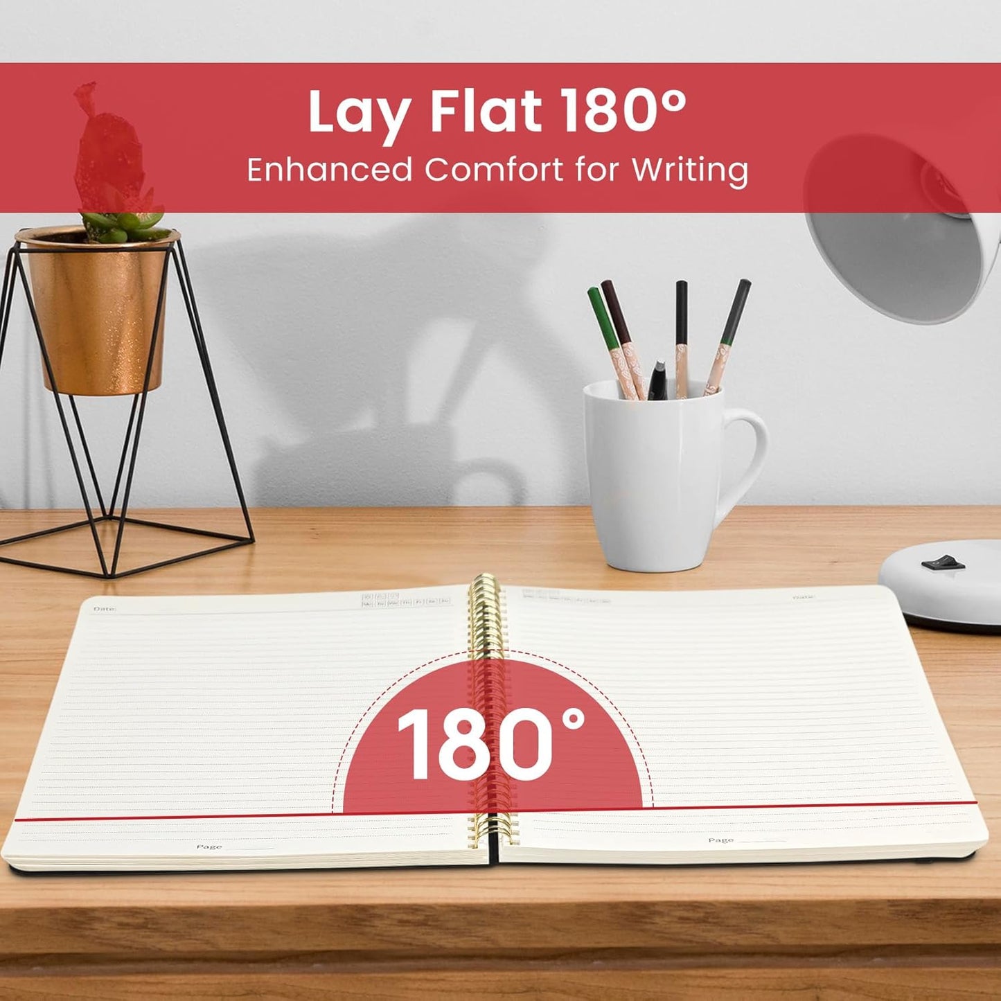 Taja Spiral Lined Notebook, 8.5"x11" Notebooks for Work, Large A4 Journal for Women & Men, College Ruled Journaling Notebook for Writing, Plastic Cover Spiral Journal, Black