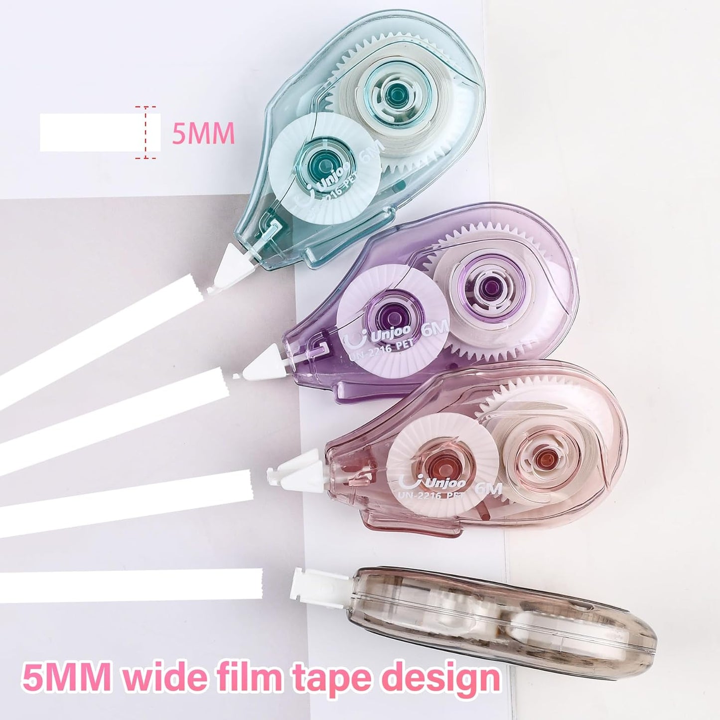 White Correction Tape Dispenser, 12-Count Pack, Easy To Use Applicator, Fast, Clean Tear-Resistant Tape For school Supplies, Office (6M/256, 4 colors, Tape Width 0.2in)