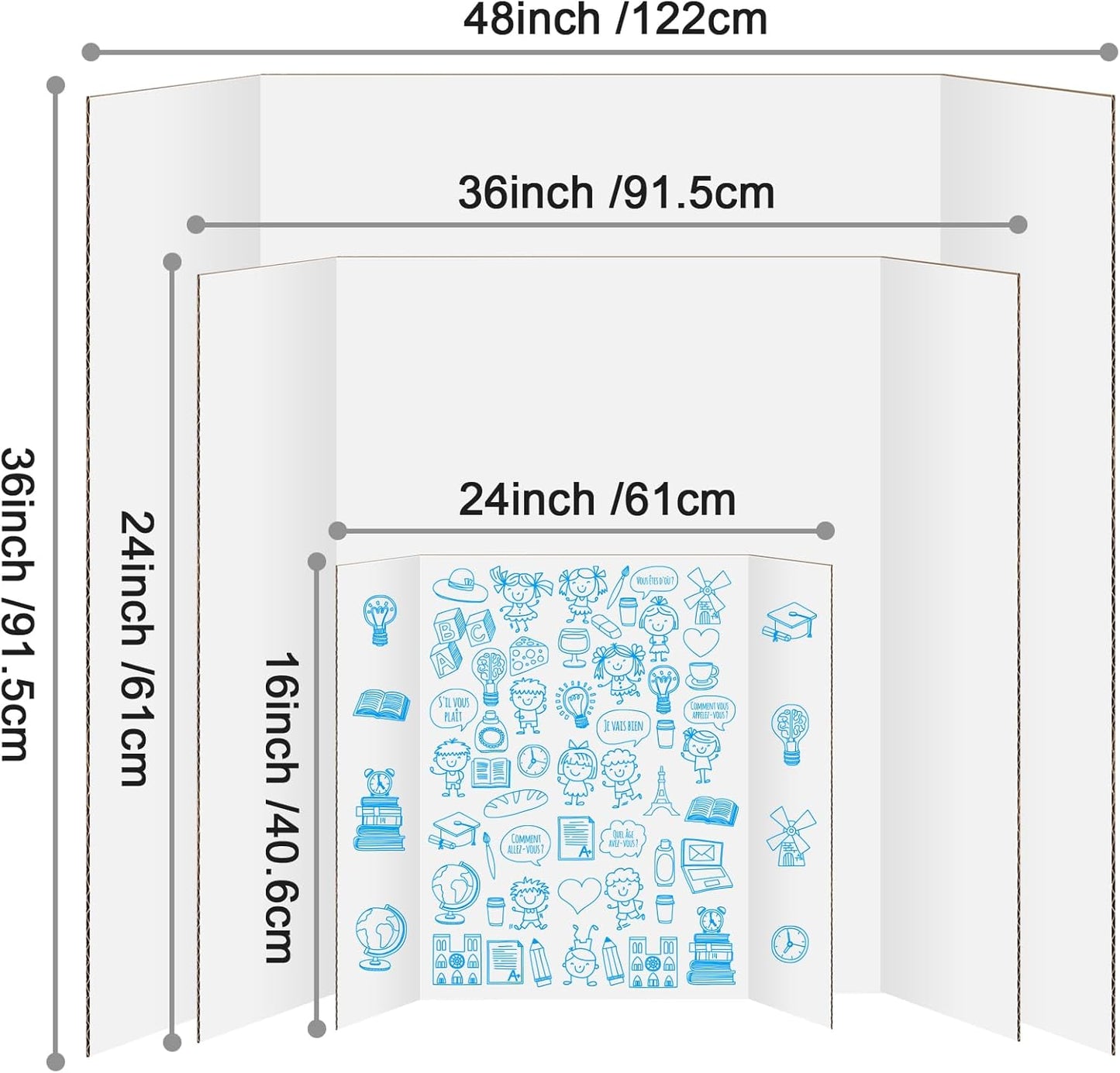 6 Pack Trifold Poster Board, IKAYAS 24" X 36" Single sided White Tri-fold Poster Boards, Science Fair Display Boards Posterboard Foamboard for Mounting, Art, Display, Projects Classroom Supplies