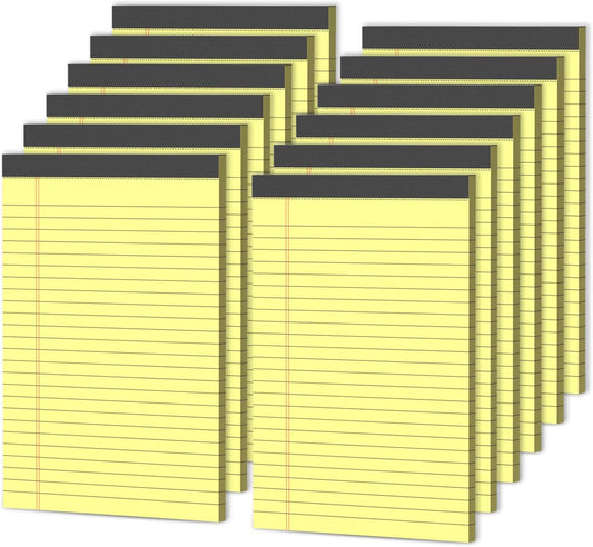 Legal Pads 5x8 Inch 12 Pack Yellow Note Pads 5x8 College Ruled Notepad,Small Notepads 5x8 Inch Small Yellow Legal Pads Notes Paper Tear off Notepad 5 x 8 In 30 Sheets per Writing Pad for School Office