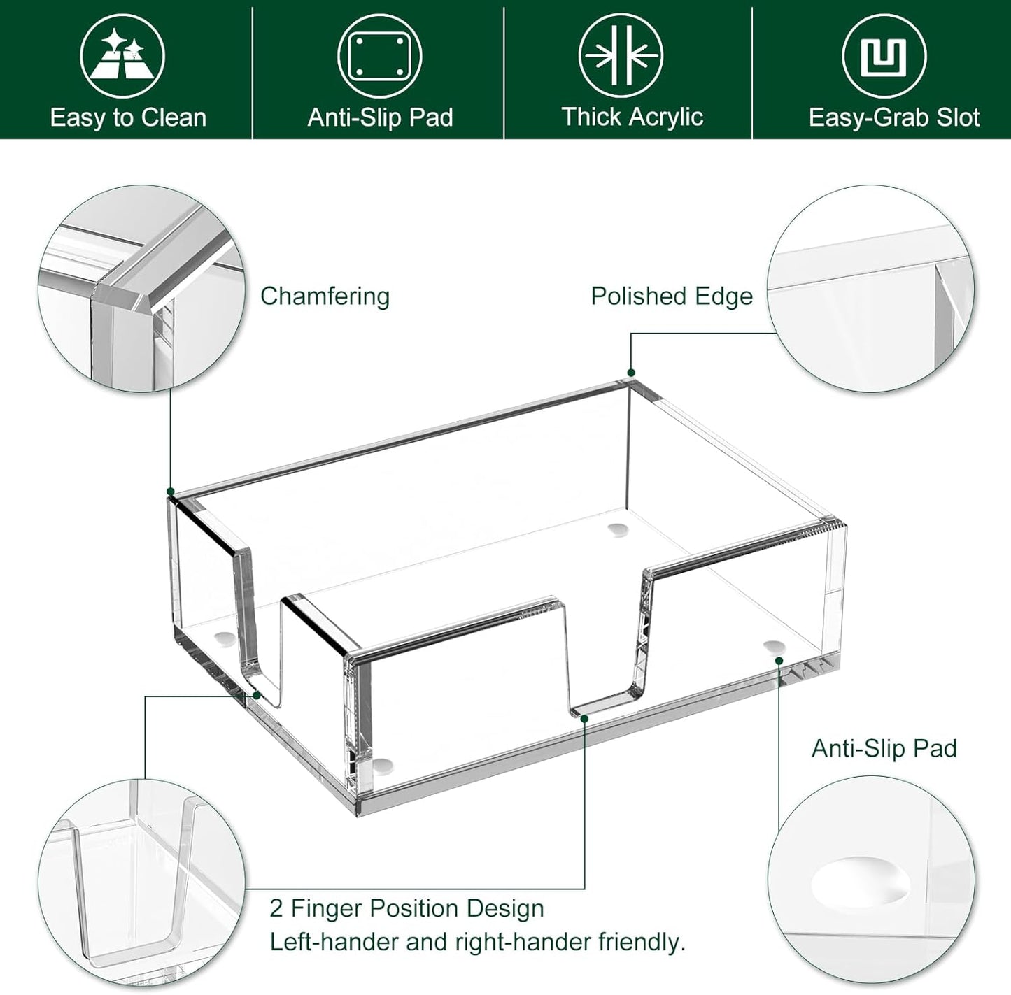 Acrylic Sticky Note Holder, Self-Stick Note Pad Holder W/O Pads - Note Dispenser Memo Pad Holder Desk Organizer for School Office Home (4''x6'' Clear)