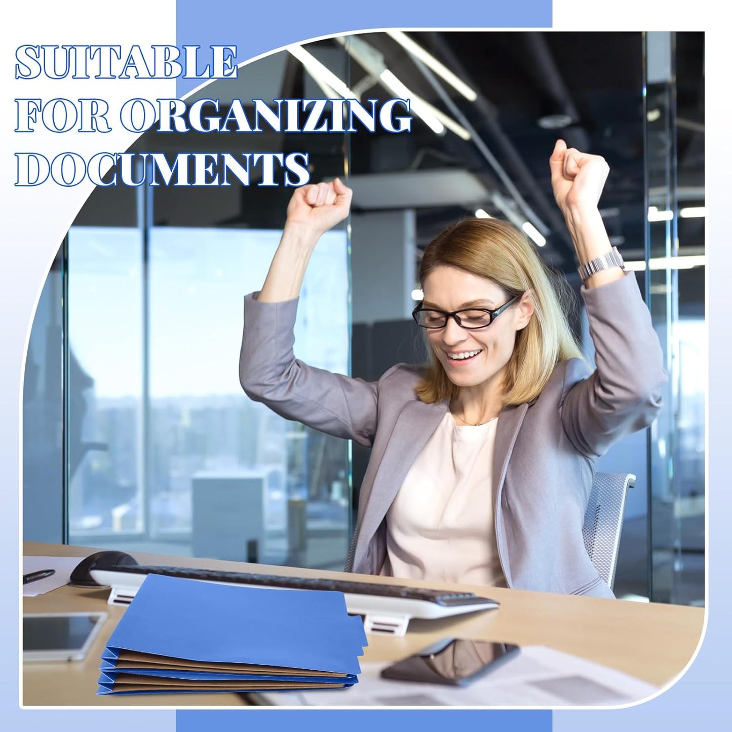 12 Pcs Classification Folders Letter Size, 2 Pocket Dividers Pressboard File Folder with Fasteners, Expanding File Organizer Bulk for Teachers, Clergy, Office, Church, Christmas (Dark Blue)