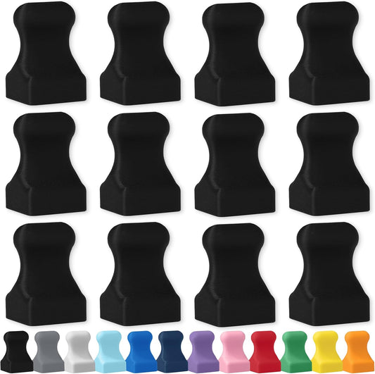 Glassboard Studio MiniPawn Magnet - Strong Neodymium Rare Earth Magnets for Fridge, Whiteboard, Locker & Magnetic Glassboards - Ideal for Crafting & Office Use - Strong Fridge Magnets (Jet Black, 12)