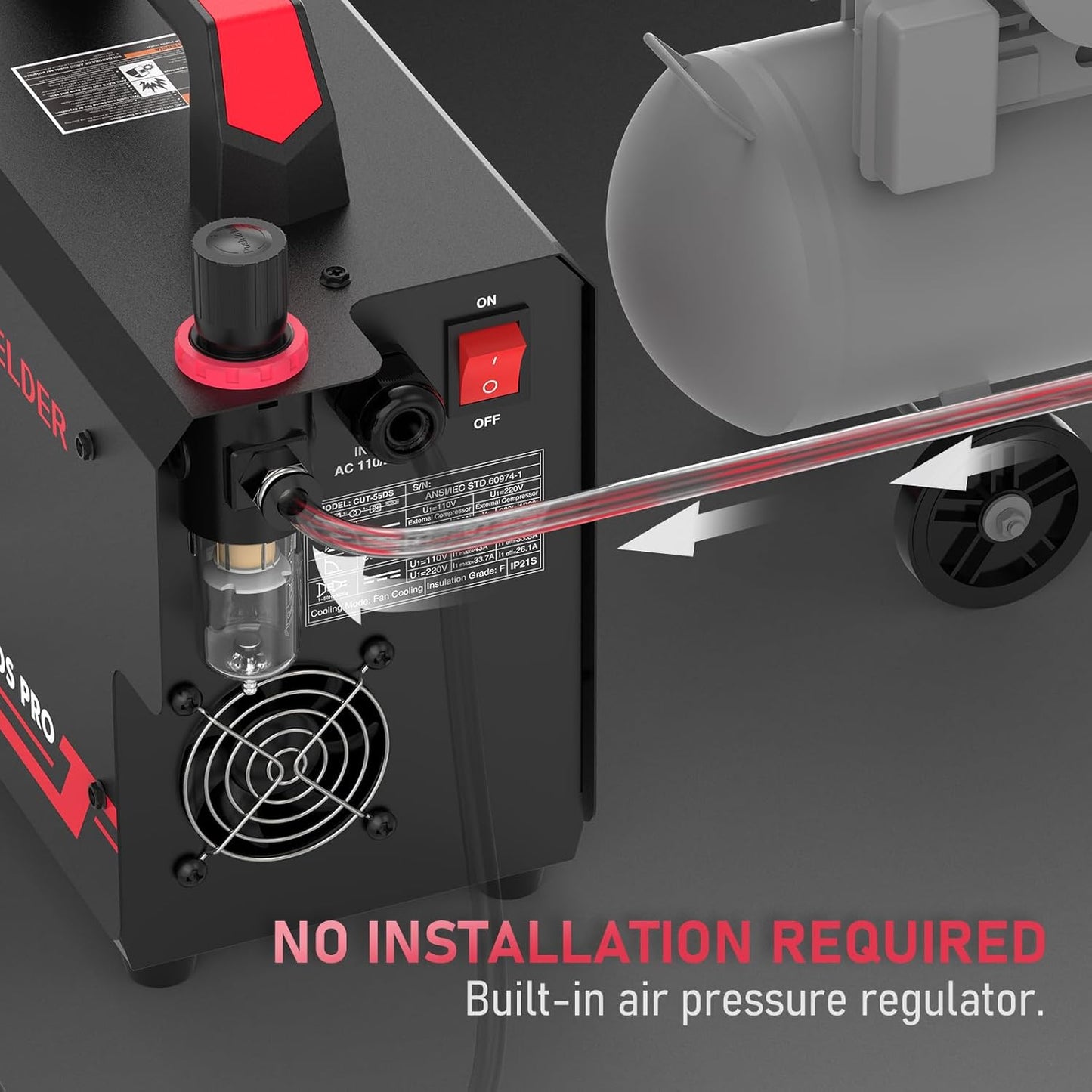 YESWELDER 55 Amp Plasma Cutter Non-High Frequency, Large LED Digital Display Non-Touch Pilot Arc, Digital DC Inverter 110/220V Dual Voltage Plasma Cutting Machine CUT-55DS PRO NEW