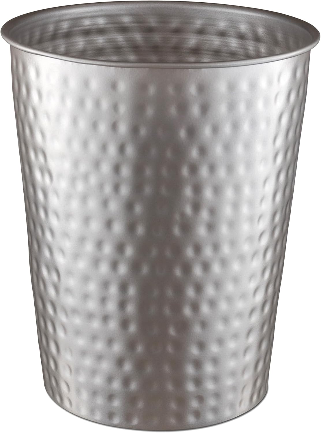Monarch Abode Pewter Hand Hammered Metal Wastebasket for Home Office Bedroom, Decorative Waste Basket, Modern Bathroom Garbage Can, Durable & Decorative Trash Bin, Pewter Bathroom Trash Can