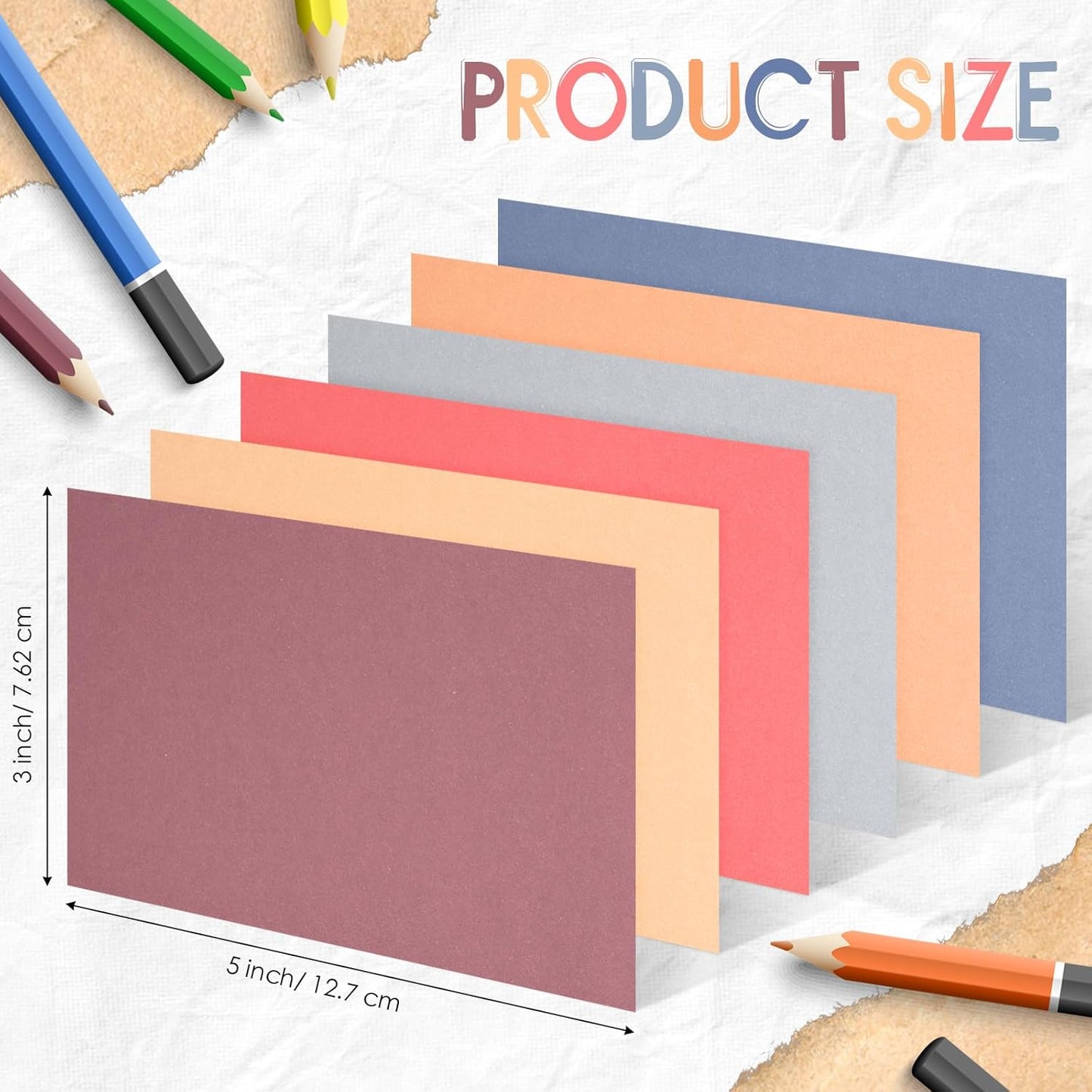 Fainne 300 Pcs Blank Index Cards 180 GSM Thick Card Stock Assorted Color Neon Blank Flash Cards Colorful Study Notecards for Organizing(3 x 5 Inch,Warm Color)