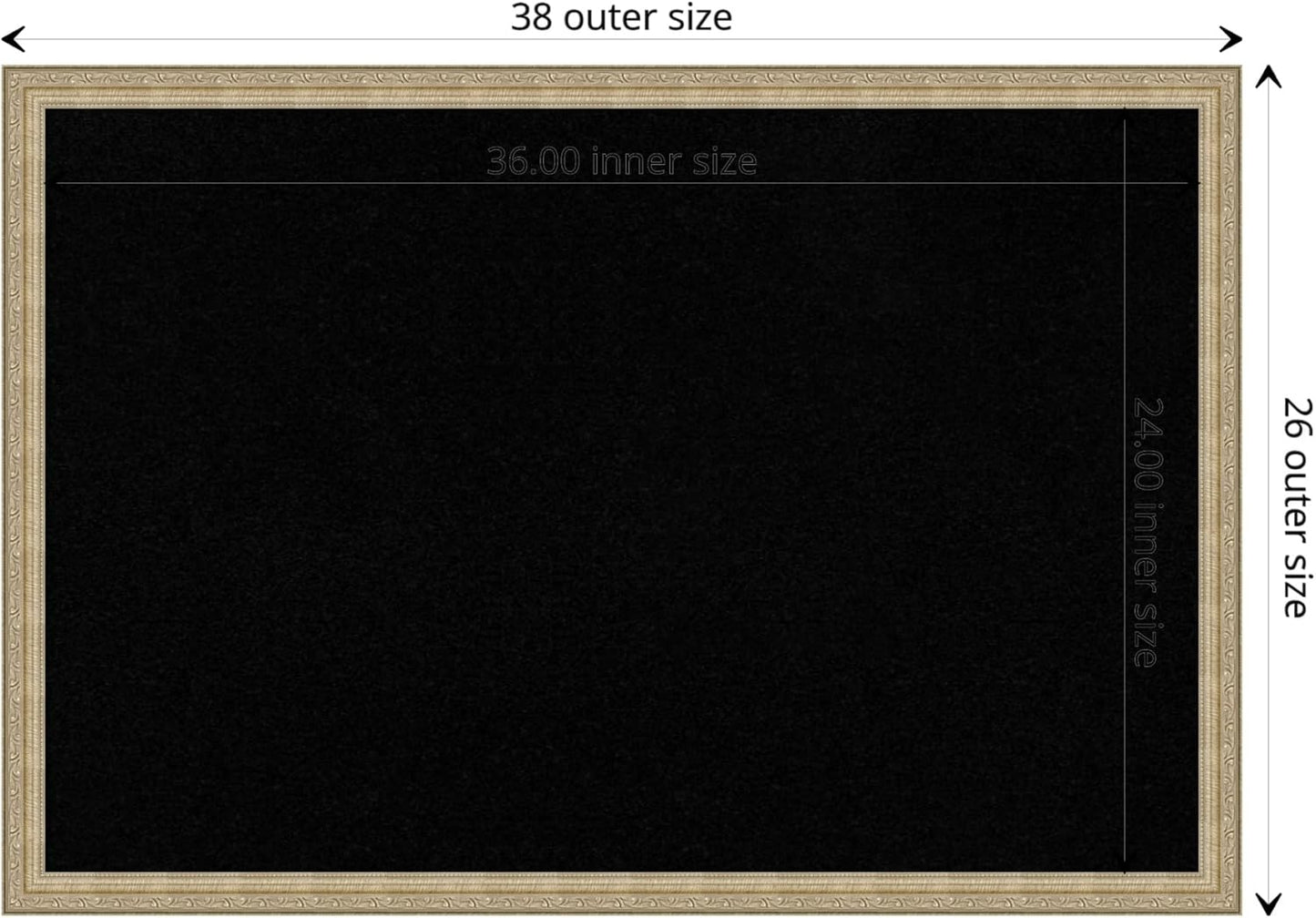 Amanti Art Black Cork Board for Wall, 26x38 Vision Board with Champagne Frame, Large Corkboard Office Decor for Home Organization, Traditional Corkboard Pinboard to display items for home organization