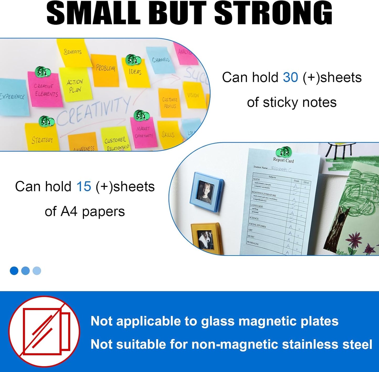 LOVIMAG Refrigerator Magnets, 20 Pack Fridge Magnets Green Strong Magnets for Whiteboard, Small Neodymium Magnets for Fridge, Ideal for Lockers, Kitchen, Office, Map,Home Decorative