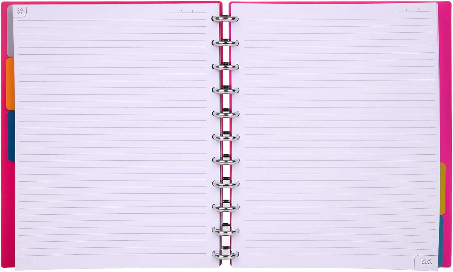 Talia Discbound Notebooks, Planner, Customizable, (y90's Pink w/Silver Discs, Letter (8.5in x 11in))