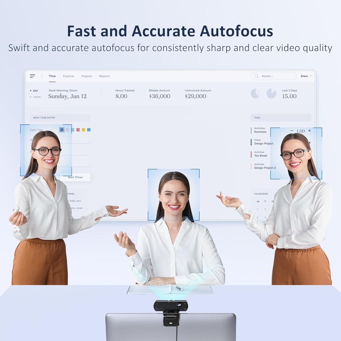 NexiGo HelloCam Pro, Webcam with Windows Hello, 1080P 60FPS Autofocus, True Privacy, Automatic Electronic Shutter, Computer Camera, Microphone, Facial Enhancement, HD USB Web Cam