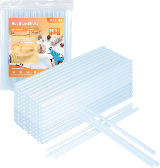 MATUFF Mini hot Glue Gun Sticks – 120 Pcs Clear hot Glue Sticks Dia 0.27” x 8” Long Mini Glue Stick, All-Purpose Glue Sticks Bulk for Crafting, Scrapbooking & More - Compatible with Most Glue Guns