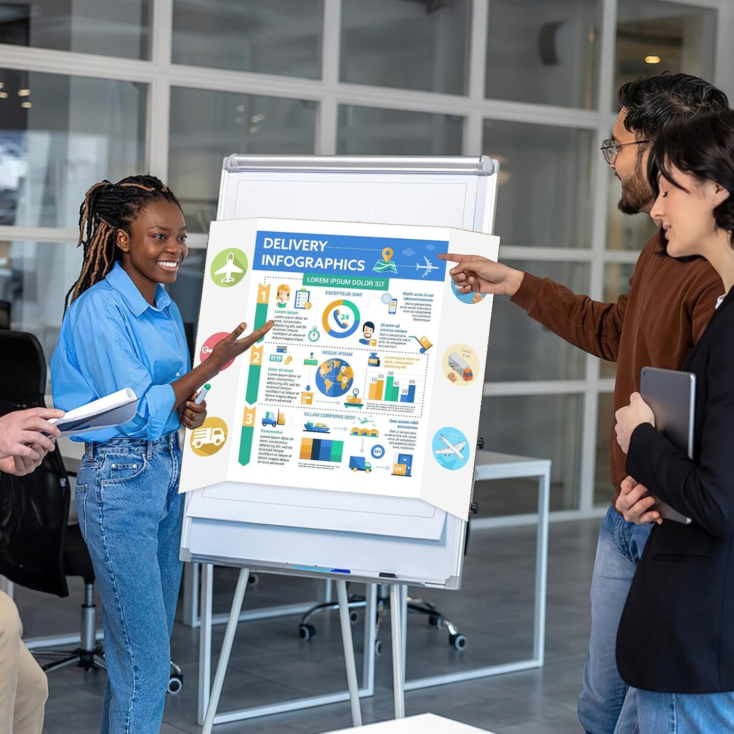 6 Pack Trifold Poster Board, IKAYAS 24" X 36" Single sided White Tri-fold Poster Boards, Science Fair Display Boards Posterboard Foamboard for Mounting, Art, Display, Projects Classroom Supplies