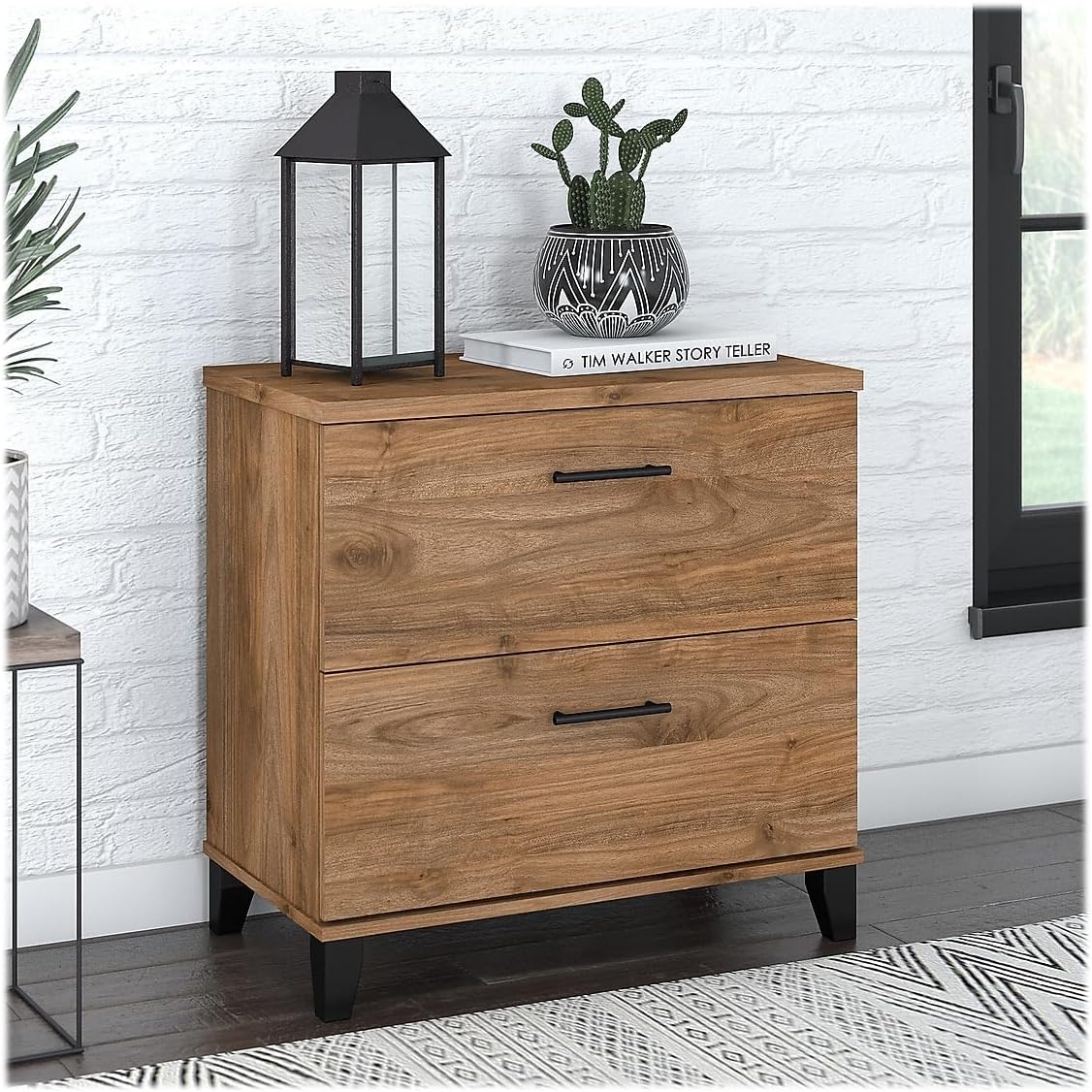 Bush Furniture 2 Drawer Lateral File Cabinet, Letter and Legal-Size Document Storage for Home or Professional Office, Somerset Collection, Fresh Walnut