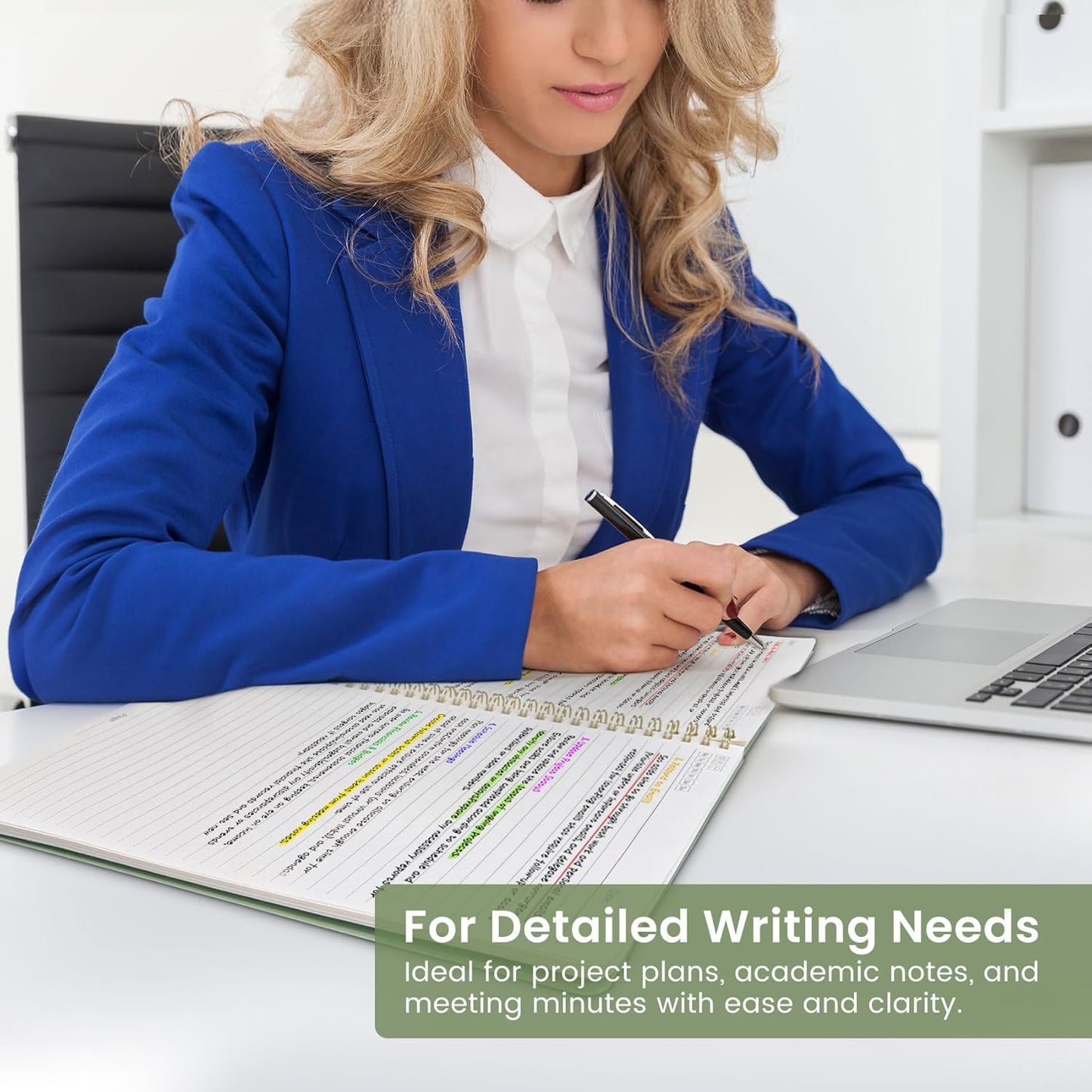 Taja Spiral Lined Notebook, 8.5"x11" Notebooks for Work, Large A4 Journal for Women & Men, College Ruled Journaling Notebook for Writing, Plastic Cover Spiral Journal, Green