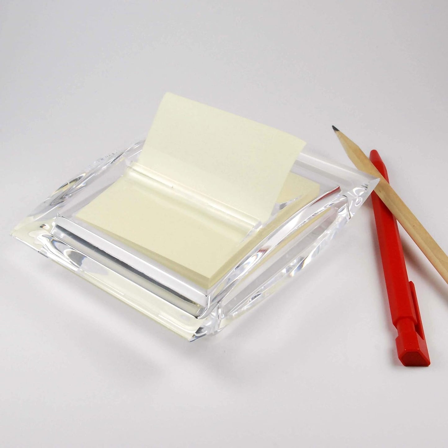 Acrylic Dispenser for Self-Stick Note/Holder Includes 2 Memo Notes | for 3 x 3 Self-Stick Notes | Office Supplies, Desk Accessories - Clear