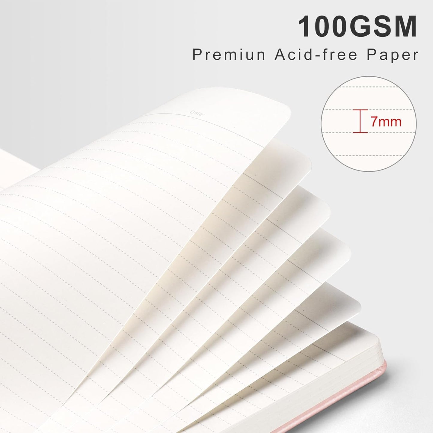 RETTACY Spiral Journal Notebook, 110 Numbered Pages, A4 Large Size (8.5'' x 11''), for Men & Women, Journaling, Writing, Work & Office, Leather Hardcover, 100 GSM Thick Paper (Rose Gold)