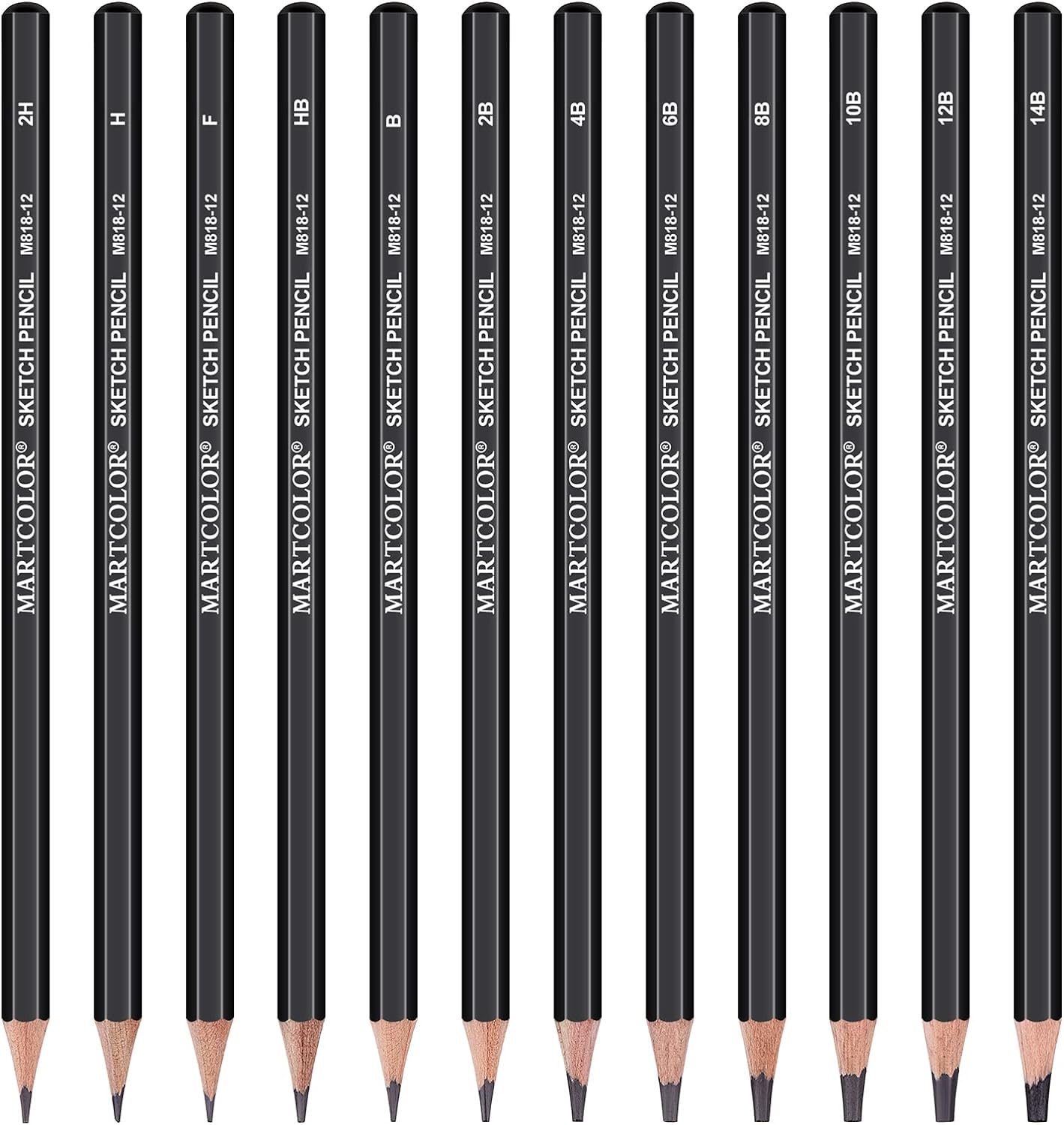 Drawing Sketching Pencils Set, 12 Pack Graphite Pencils(14B - 2H), Ideal for Drawing Art, Sketching, Shading, Artist Pencils for Beginners & Pro Artists
