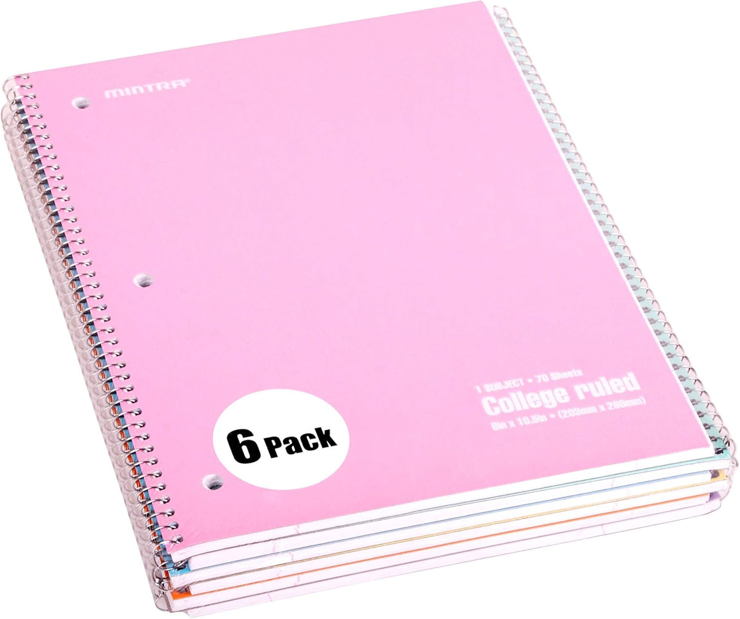 Mintra Office Spiral Notebooks (Pastel - College Ruled, 24pk (4-6pks))
