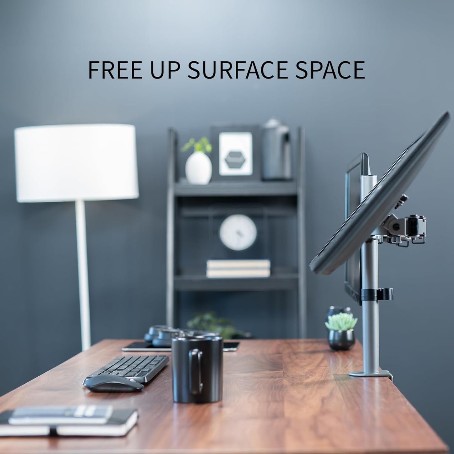 VIVO Dual Monitor Desk Mount, Heavy Duty Fully Adjustable Steel Stand, Holds 2 Computer Screens up to 30 inches and Max 22lbs Each, Gray Color, STAND-V002-GY