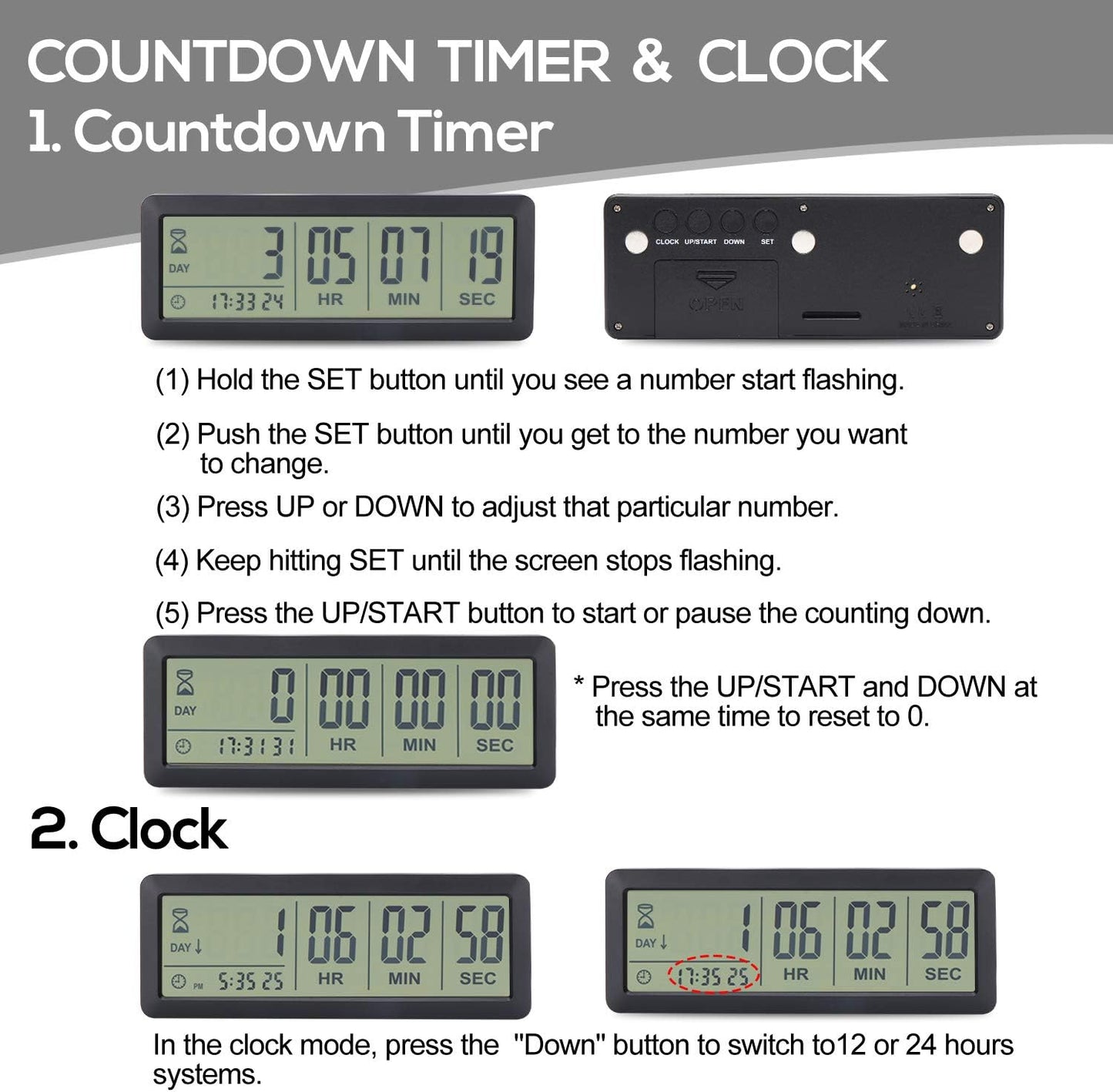 A AIMILAR Digital Countdown Days Timer - AY4053-Black Upgraded Big 999 Days Count Down Clock for Vacation Retirement Wedding