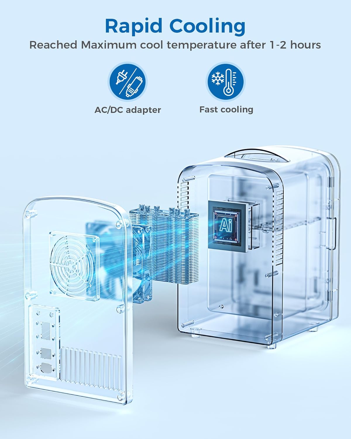 4L/6 Cans Mini Fridge, Portable Compact Refrigerator, Small Skin Care Fridge, Food and Drinks, Small Cooler for Bedroom, Dorm, Car, Office, White