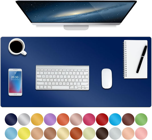 Boutilon Leather Desk Pad Protector,Non-Slip Mouse Pad,Laptop Desk Pad,Office Mouse Mat,Waterproof Leather Desk Blotter,Desk Writing Pad for Office and Home (S-Navy,24"x 14")
