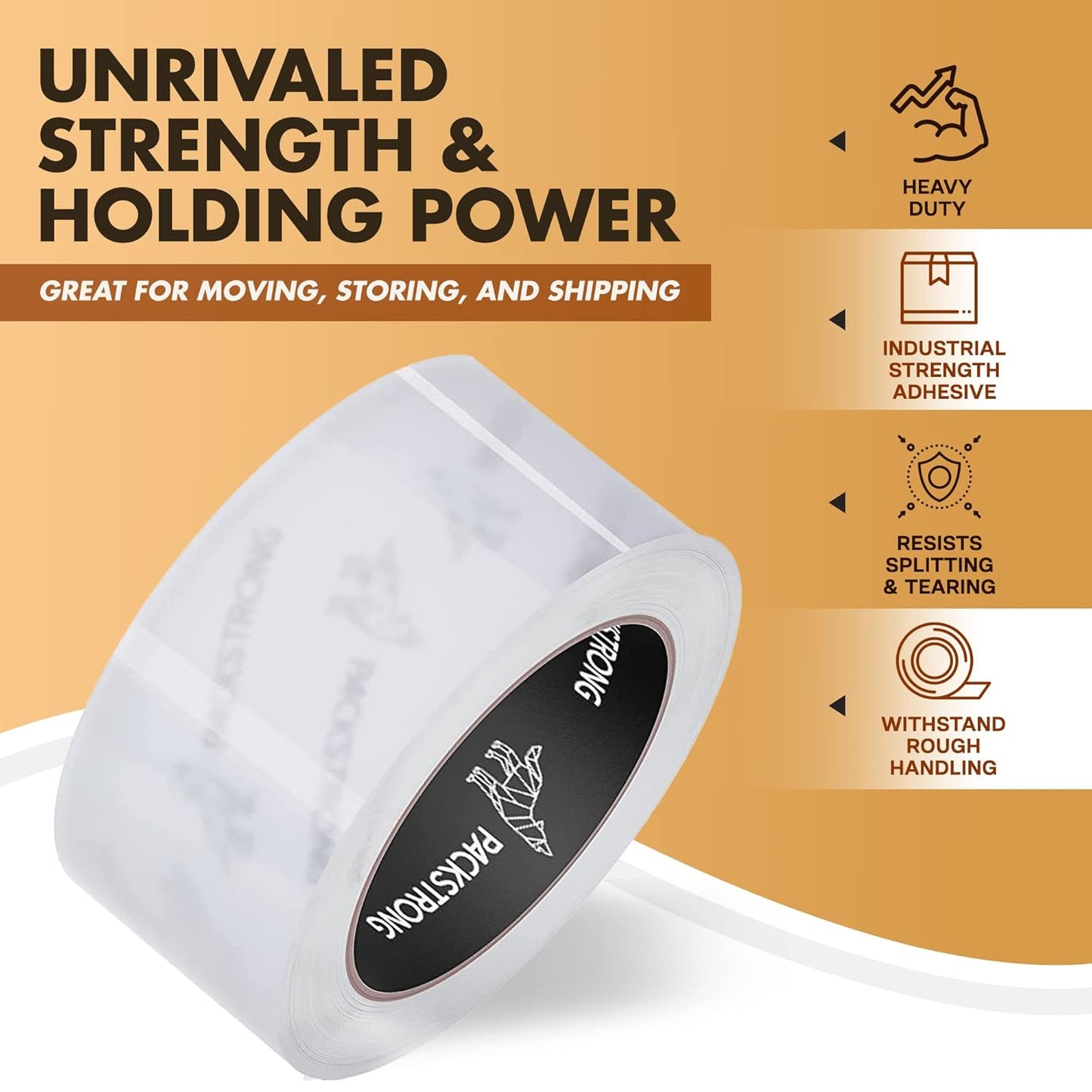 Packstrong Industrial Grade Clear Packing Tape 36 Rolls - 110 Yards per Roll - 2" Wide x 2.7 mil Thick, Acrylic Adhesive Heavy Duty Tape for Box Office Moving Packaging Shipping