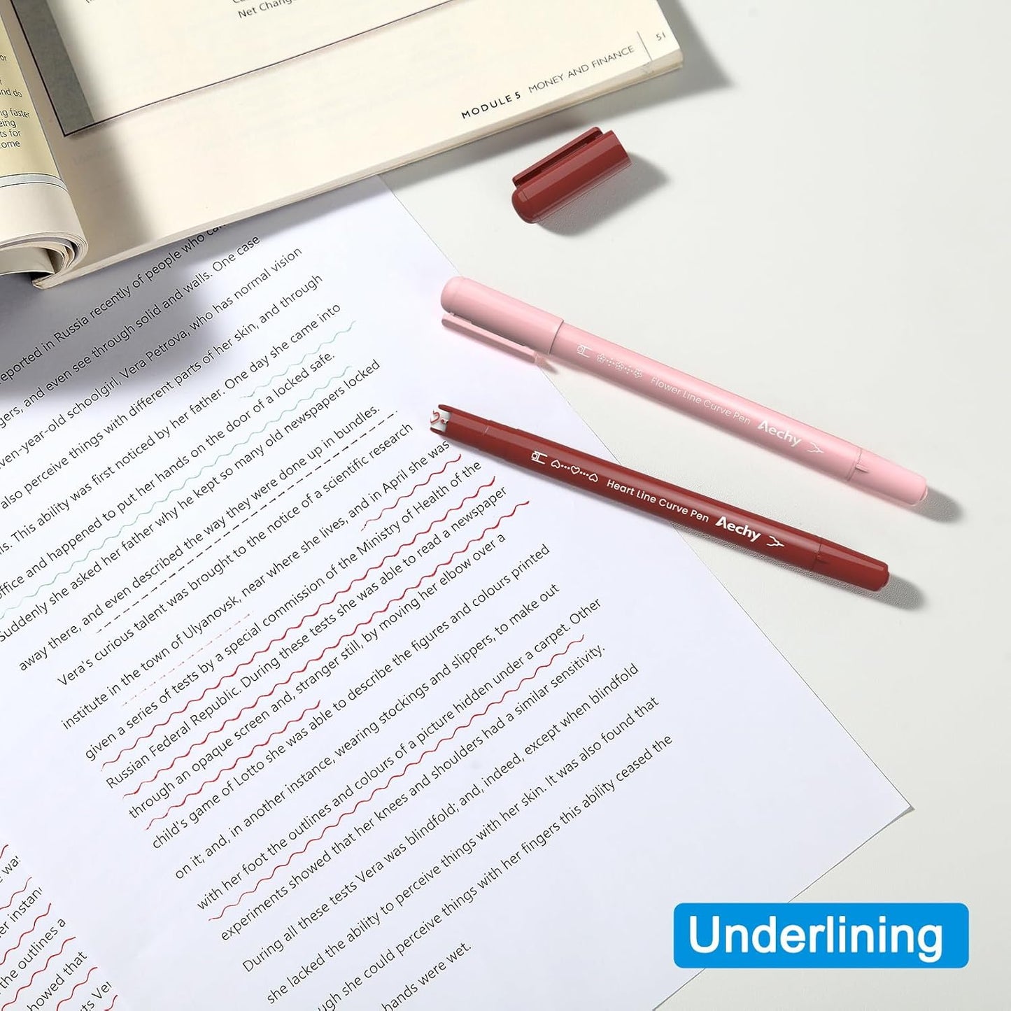 AECHY Colored Curve Highlighter Pens Set - 8 Different Shapes & 8 Colors Fine Tips for Writing, Journaling, Note Taking, Drawing, Scrapbook Art, School Supplies (Classic)