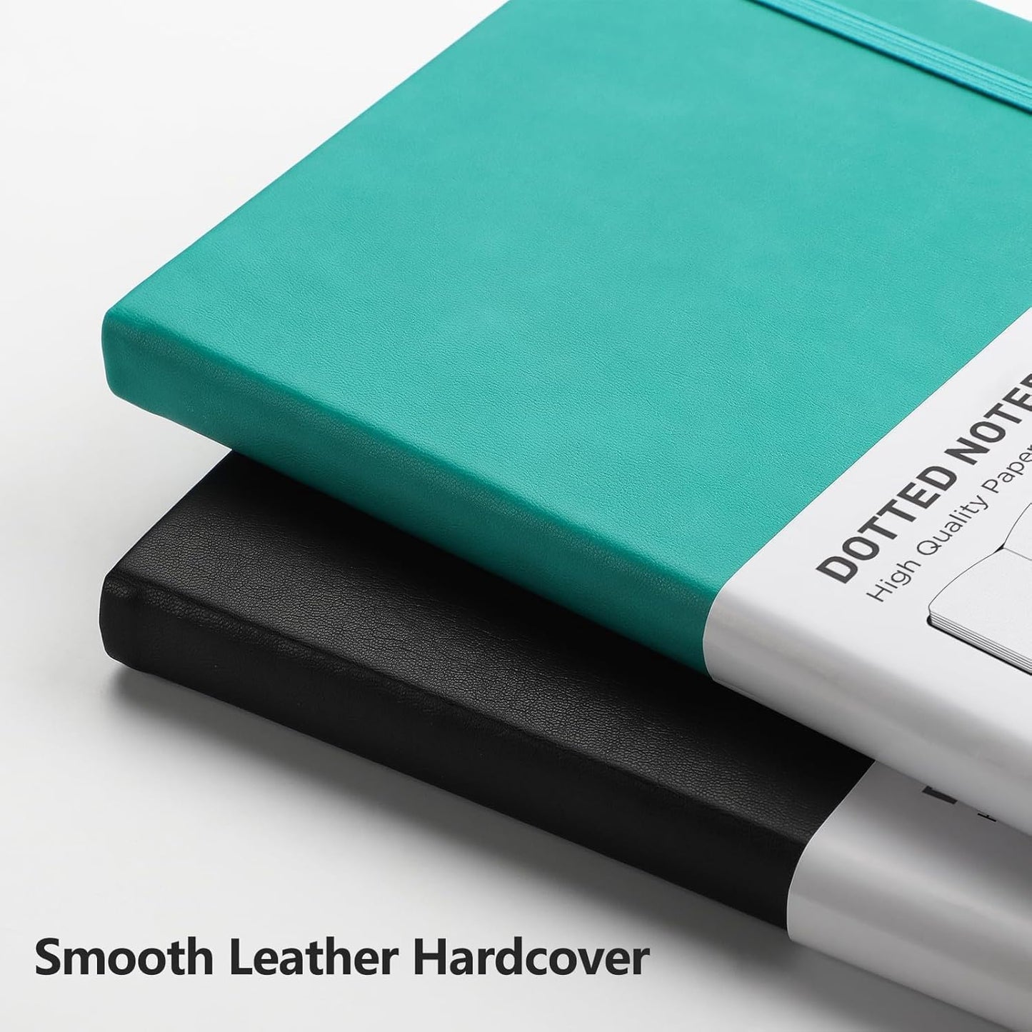 RETTACY Bullet Dotted Journal Notebook, 256 Pages, A5 Medium Size (5.7'' × 8.3''), Leather Hardcover, 120 GSM Thick Paper, for Bullet Journaling, Planning, Tracking (Cyan)