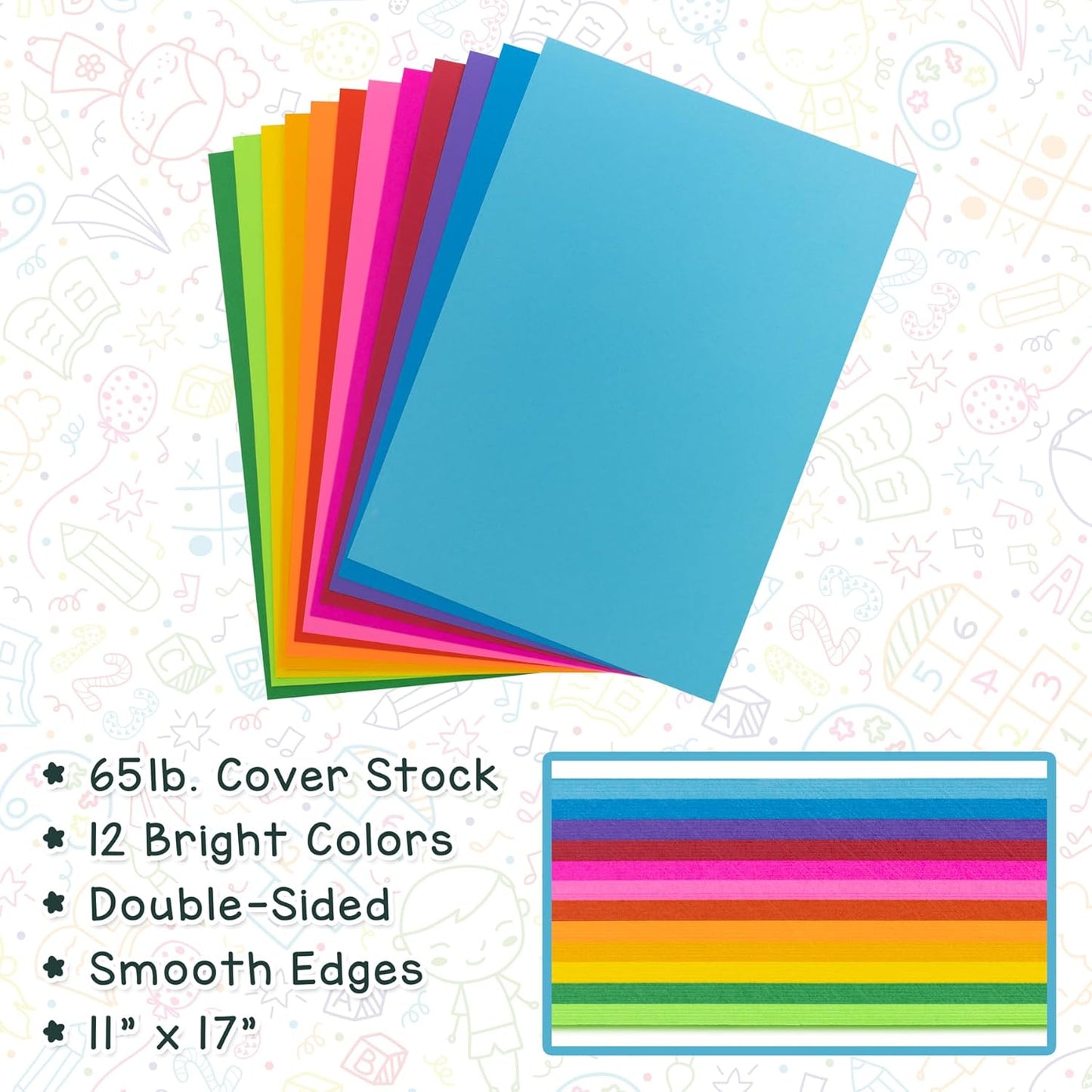 Hygloss Fuchsia Bright Colored Cardstock - 11x17-Inch, 50 Sheets, 65 lb/ 176 gsm, Fade-Resistant, Acid-Free Color Card Stock Paper