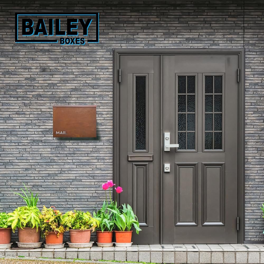 Wall Mounted Locking Mailbox - Rustic Modern Vintage Design from Bailey Boxes - The Rockdale - Elevate Your Exterior with a Top-Notch Custom Style Mailbox