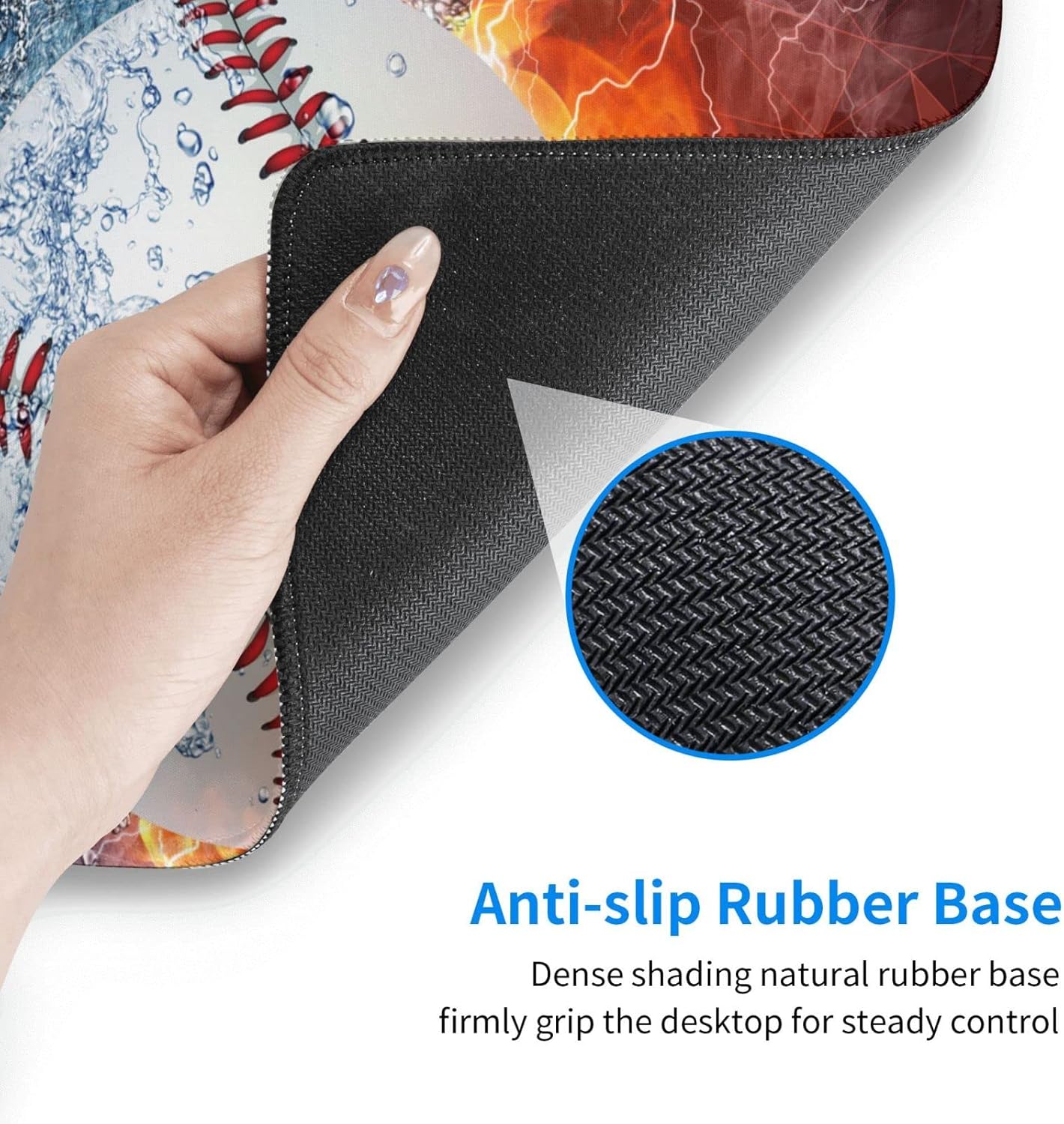 Sports-Themed Extended Large Gaming Mouse Pad with Baseball Pattern for Teens Boys Men, 29.5 x 15.8 inch Extra Large Mousepad Non-Slip Rubber Base Keyboard Desk Mat for Computer Laptop