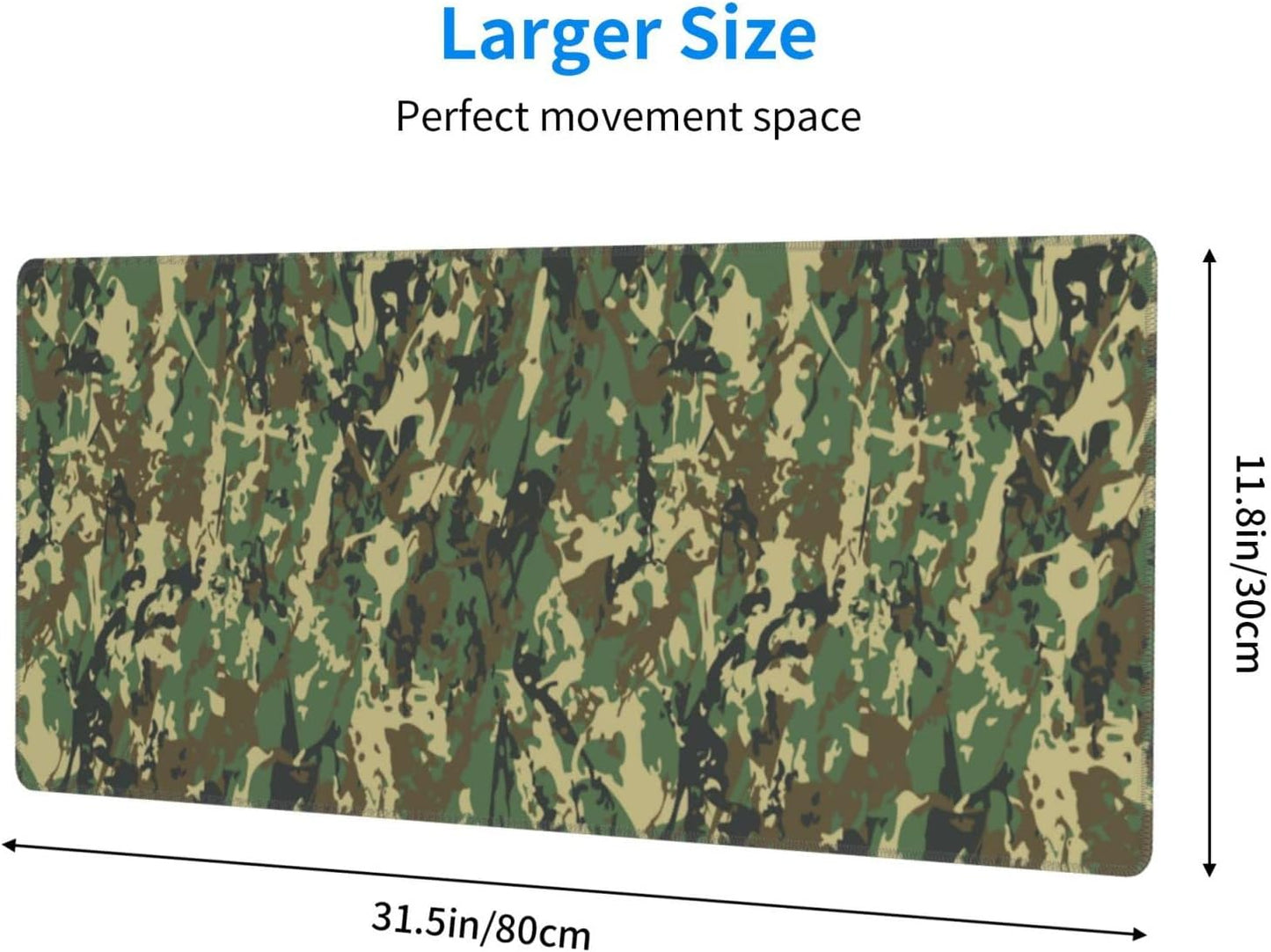 XL Large Gaming Mouse Pad, Abstract Military Camouflage Full Desk Mousepad with Stitched, Long Non-Slip Base Camo Keyboard Pad, PC Laptop Computer Mat Gifts for Women Office Decor, 31.5 * 11.8 in