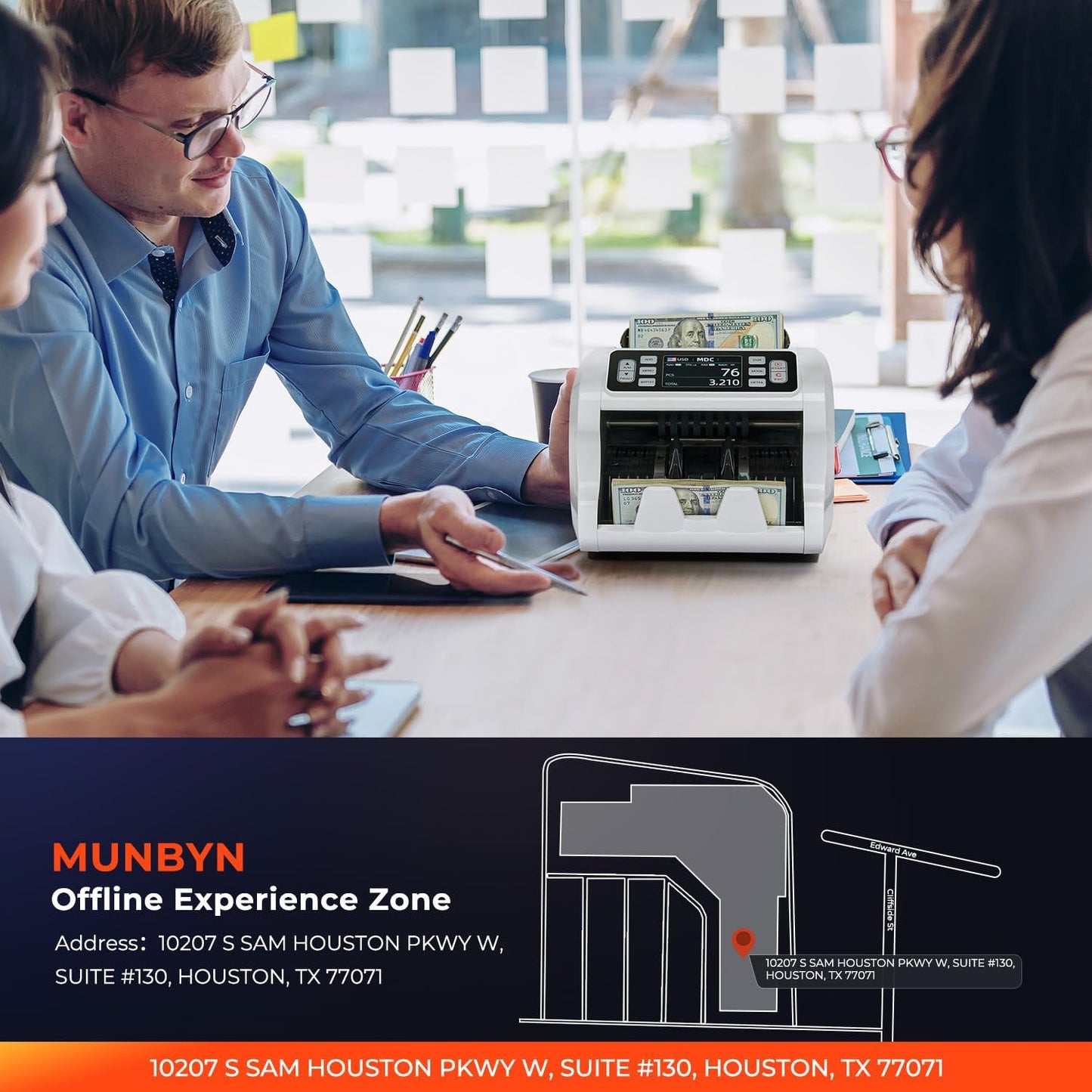 MUNBYN IMC09 Mixed Denomination Money Counter Machine, Value Counting, UV/MG/IR/MT Bill Counter, 3.5" TFT Display Money Counting Machine, USD, EUR, MXN, CAD Cash Counter for Business (White)