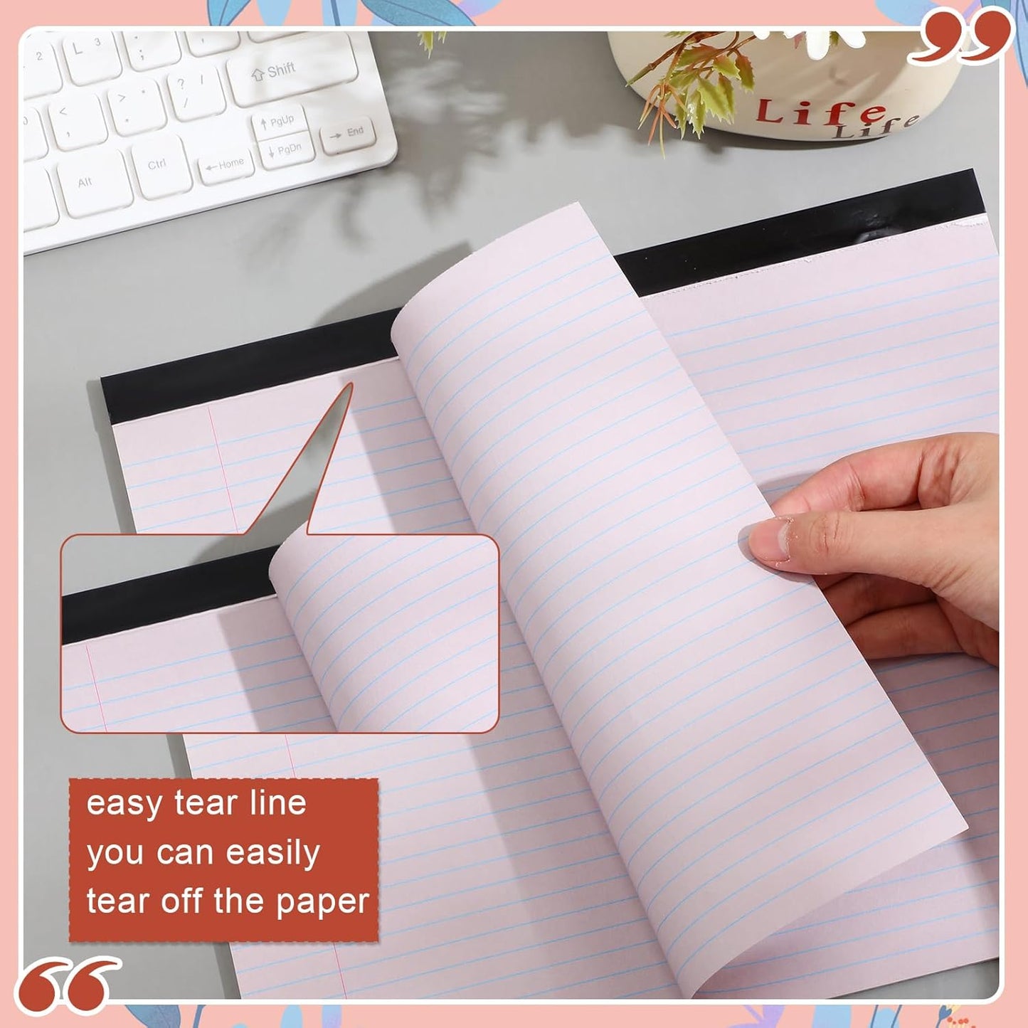 Lincia 6 Pcs 11" x 9.5" Legal Pads College Ruled Notepad Landscape Notebook Horizontal Lined Notebook 80 Gsm Assorted Colors Paper Pastel Writing Pads for School Office, 40 Sheet (Cute Color)