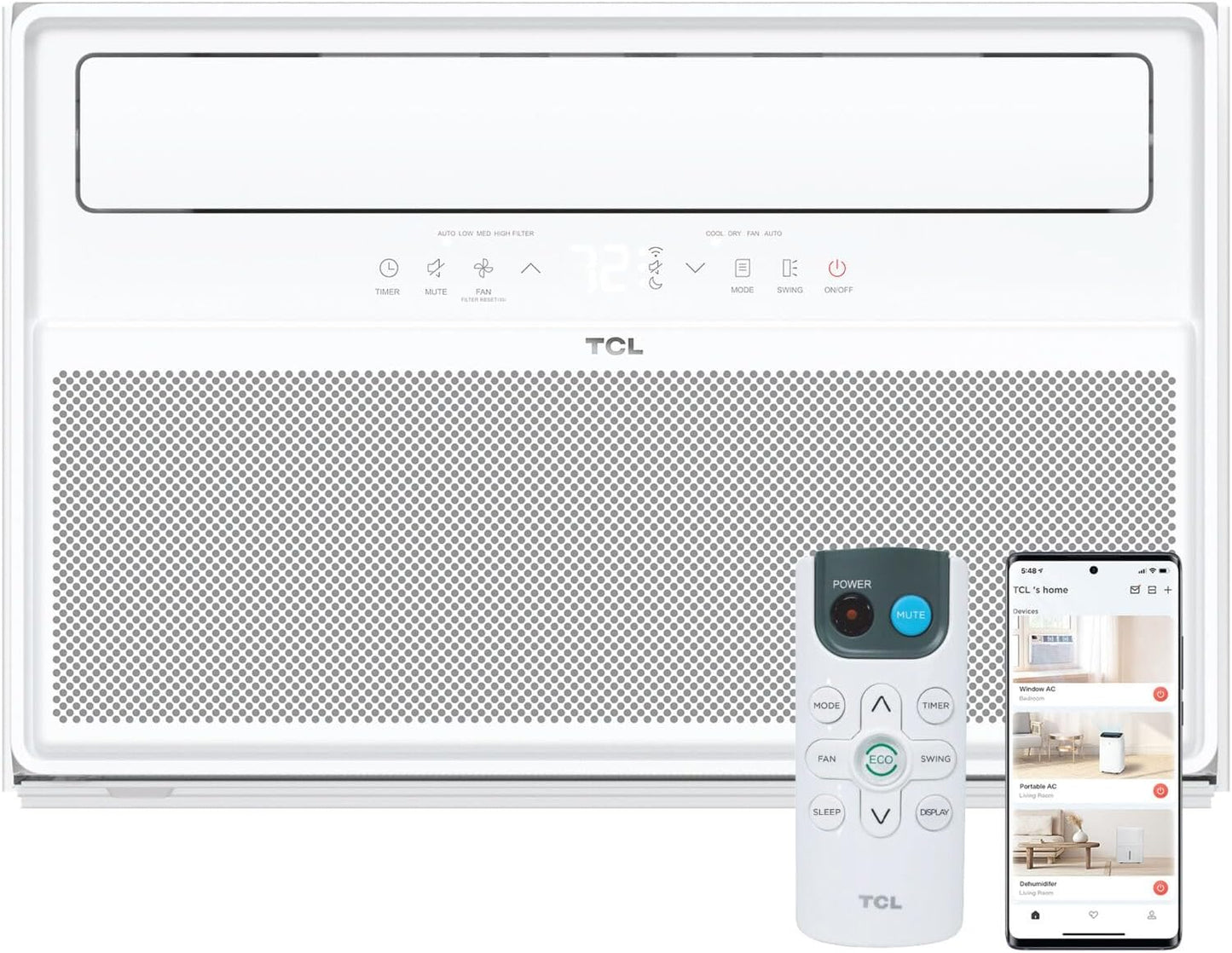 TCL 12,000 BTU Q-Series Smart Inverter Window AC with Heat Pump, Ultra-Quiet, up to 67% Energy Saving, 115V, Compatible with Alexa/Google Assistant/Apple Homekit/Matter, Cools up to 550 Sq. Ft.