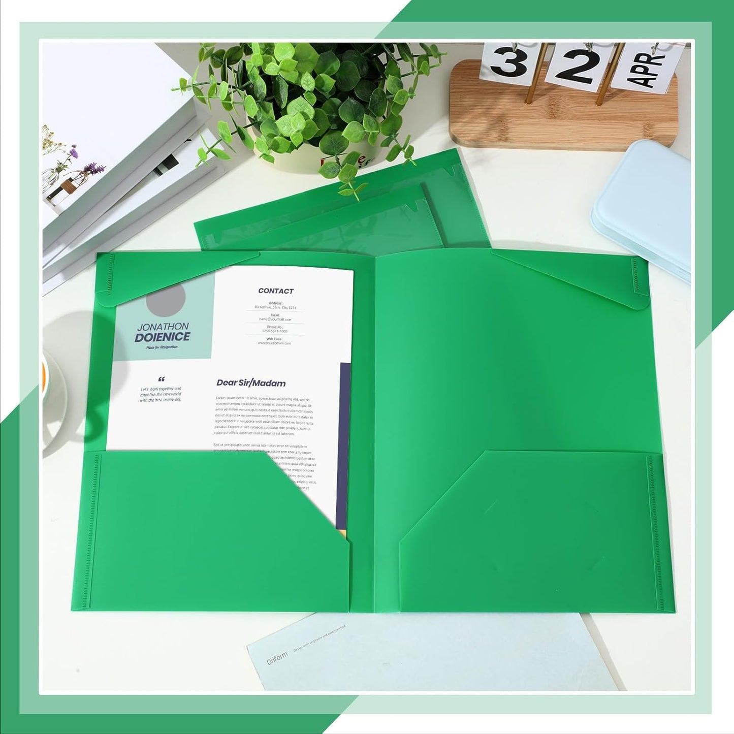 Henoyso 150 Pcs Plastic Folders with Clear Front Pockets Bulk Heavy Duty File Folders with 2 Pockets and Card Slot for Student Teacher Back to School Supplies Office Presentation (Green)