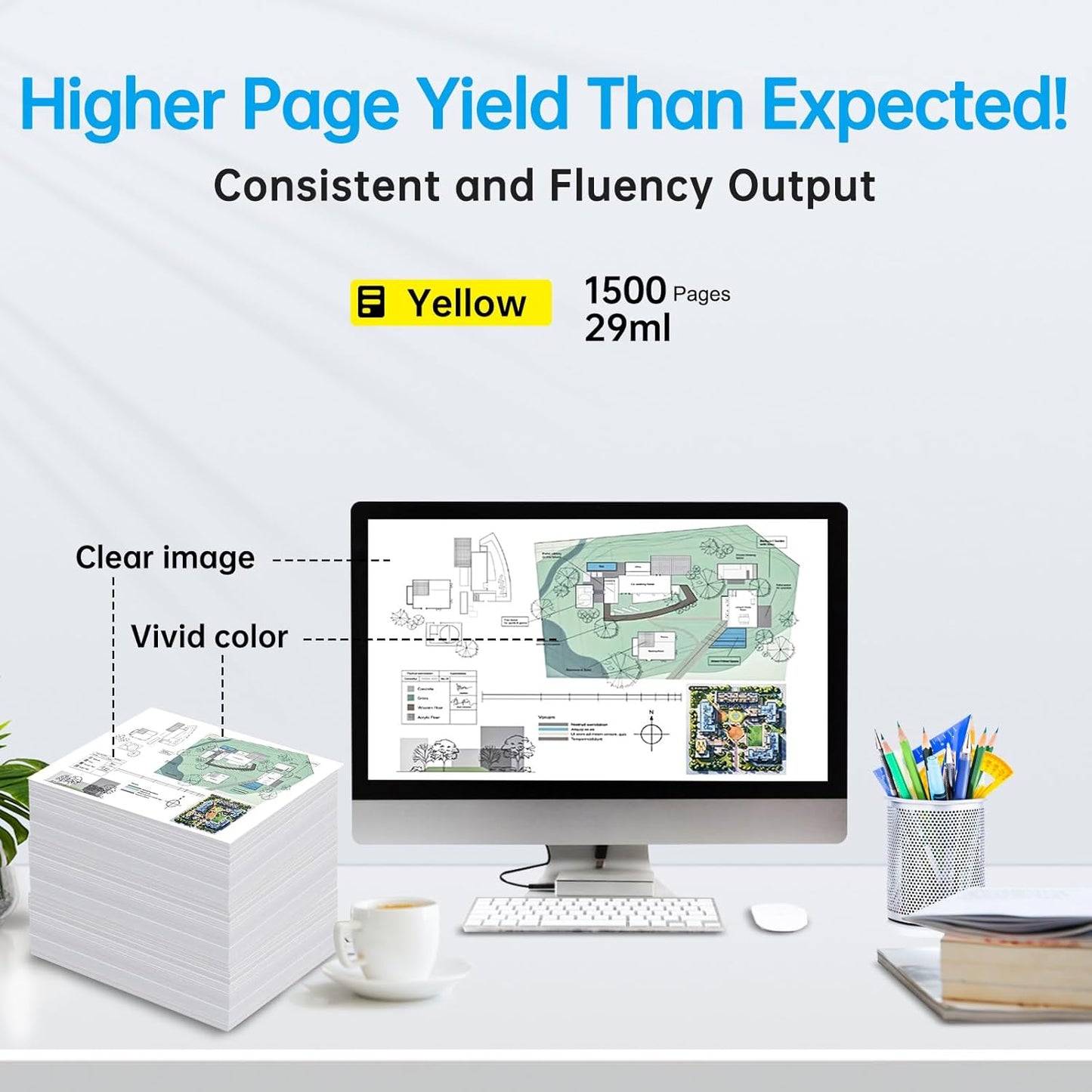 2PKS 712 Yellow Ink Cartridge (3ED69A, 29-ML) Used for HP DesignJet T650, T630, T250, T230, T210 & Studio Plotter Printers