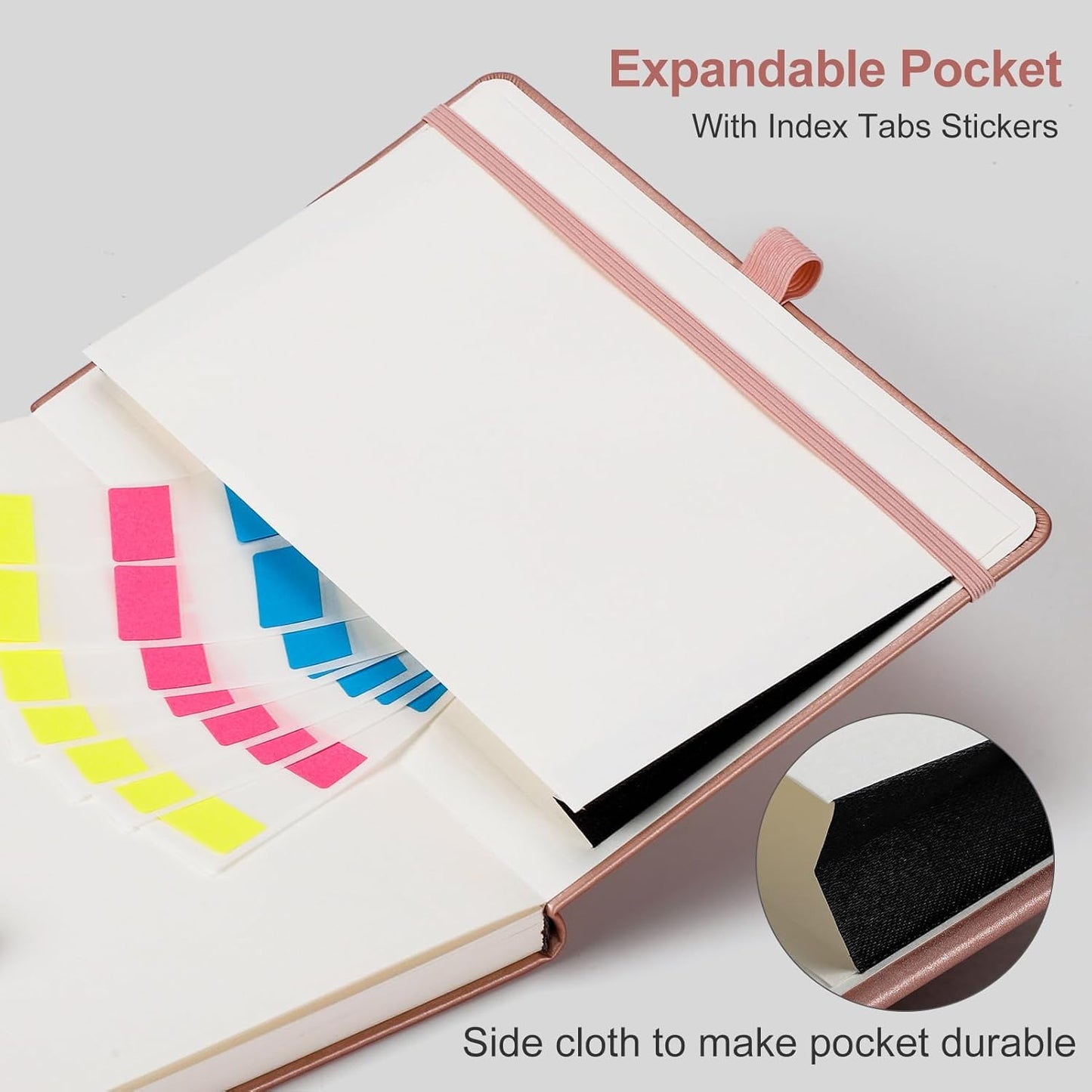 AHGXG Graph Paper Notebook - Grid Notebook Journal A5, 120 GSM Thick Graph Paper, 160 Pages, Leather Hardcover, for Graphing, Writing, Math, Engineering, 5.75'' × 8.38''- Rose Gold