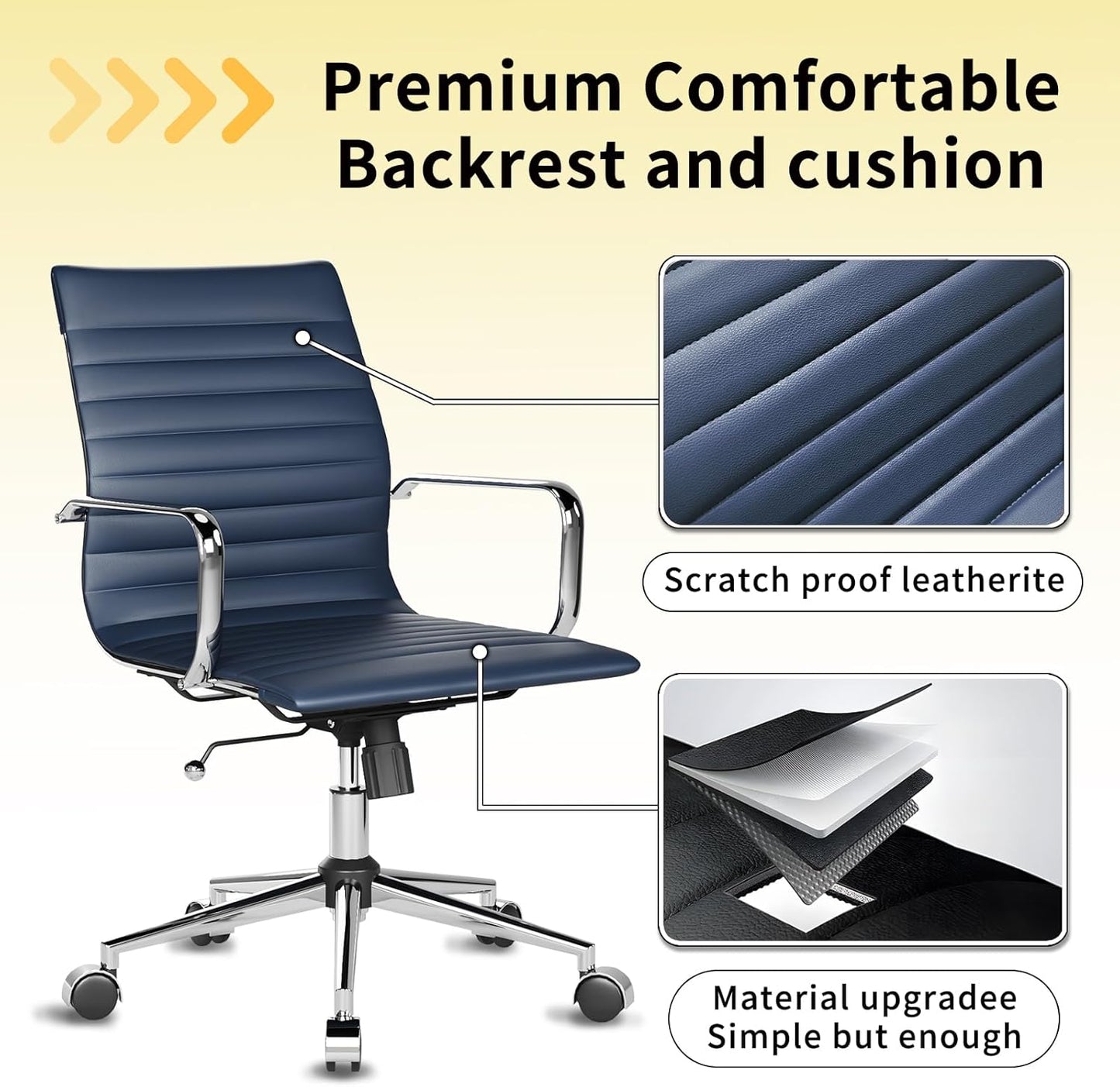 Chair, Desk Computer Chair ，with Armrests ，Ergonomic Office Chair for Home and Office, 17.32 x 22.83 x 35.43 inches, Multiple Colors (Navy)