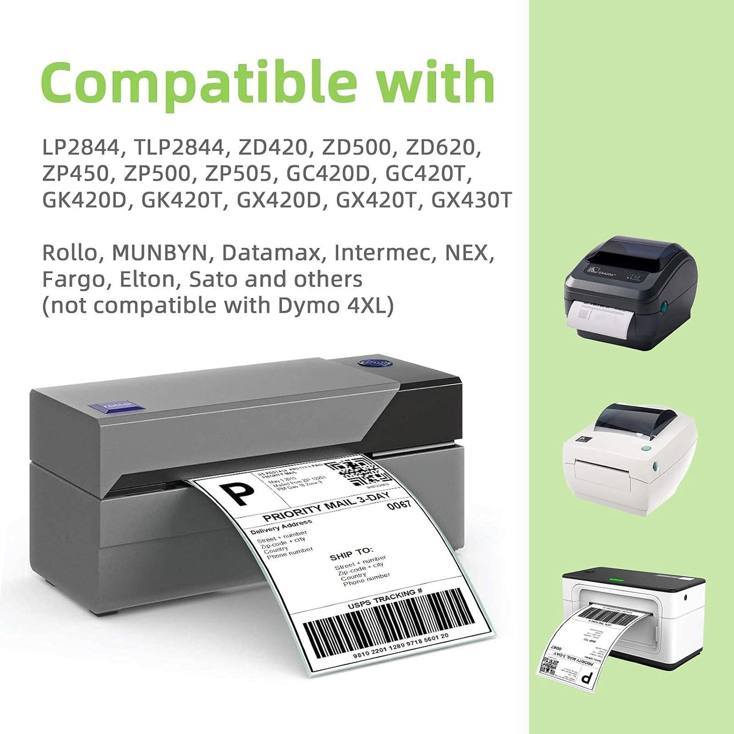2" x 1" Direct Thermal Label, Paper for Barcodes Postage Address Perforated & Compatible with Rollo, Zebra, Munbyn, Nelko Printers(12 Rolls, 1300 Labels/Roll)